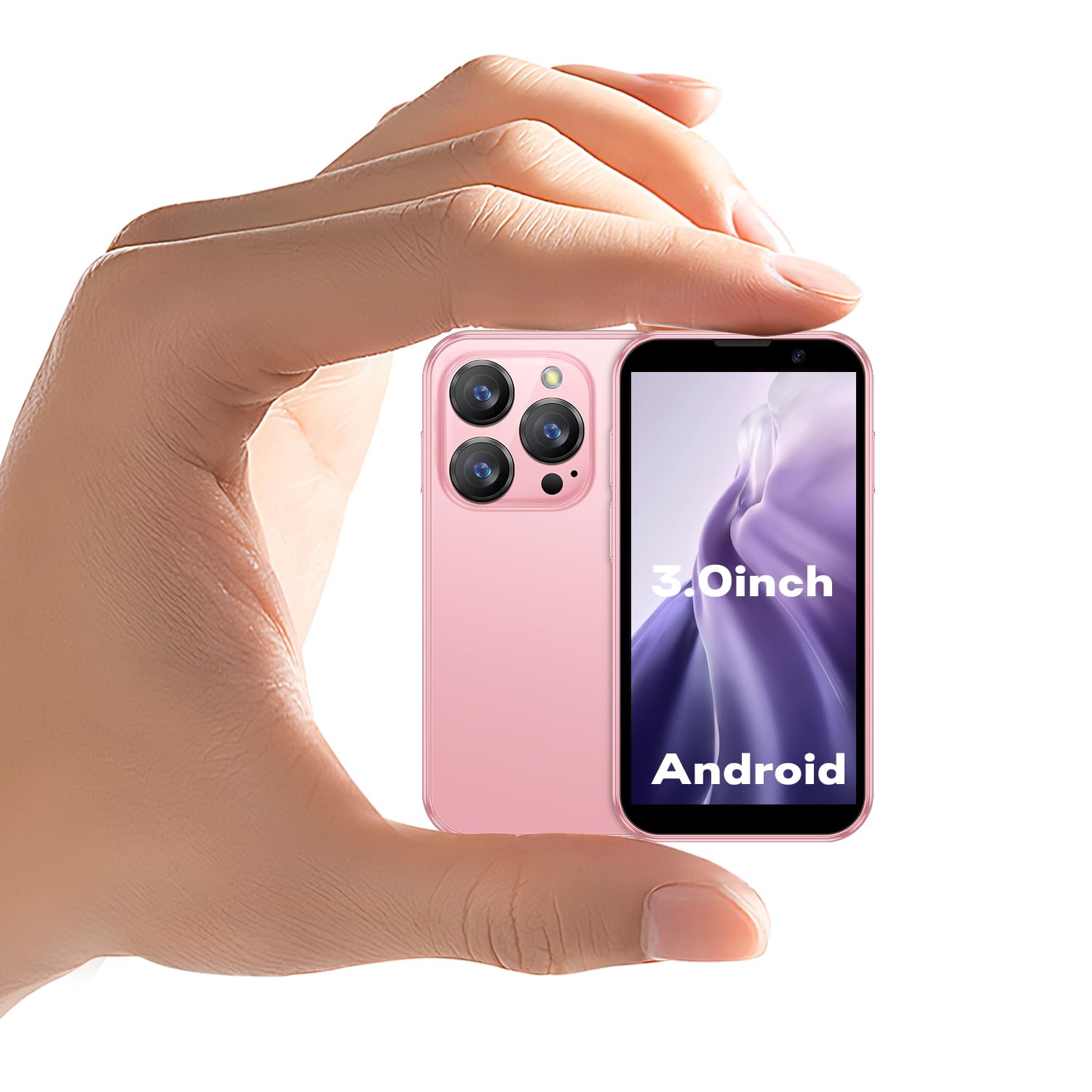 Small Intelligent 3G Unlocked Mobile Phone, with a 3-inch Screen, Dual SIM Dual Standby. It's a Portable Spare Phone, Suitable for Kids and Students. (Pink, 2GB + 16GB)