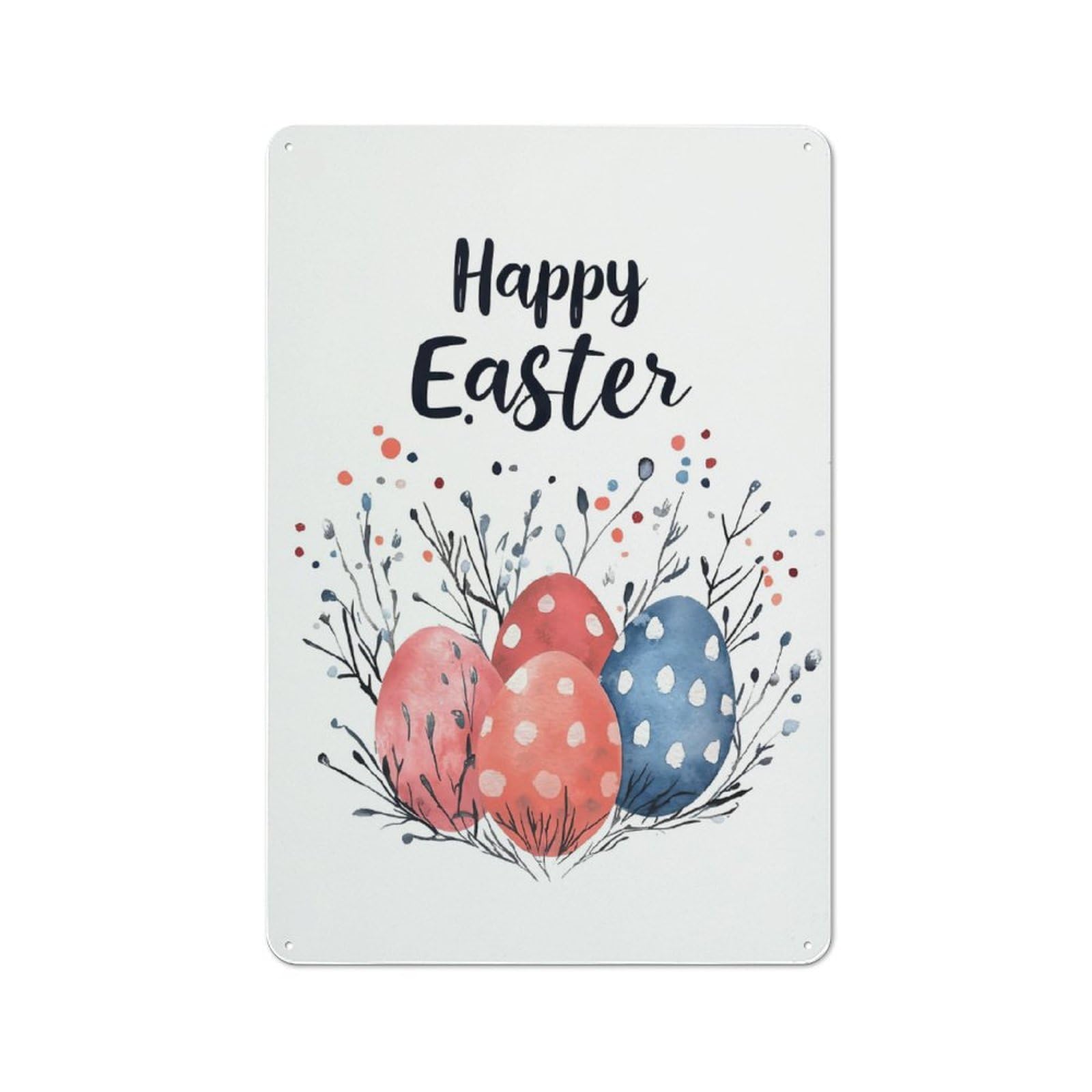 Junmoney Happy Easter Eggs Holiday For Garage Or Workshop, Rustic Metal Plaque 30X20cm, Suited To Wall Displays In Garages And Tool Rooms