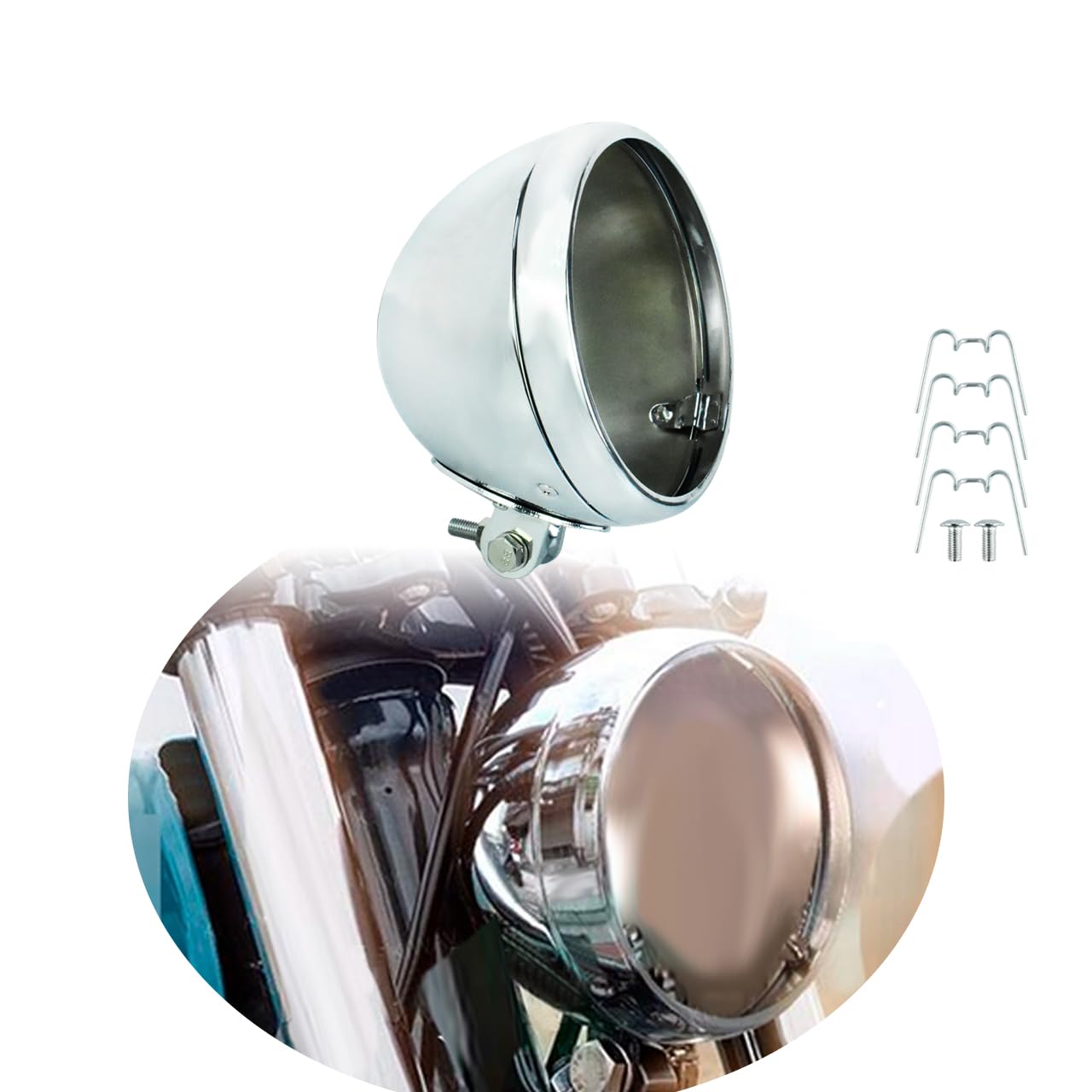 7" LED Headlamp Shell Protective Cover Motorcycle 7 Inch Head Lamp Bucket Compatible with Harley Kawasaki Chrome 1 Pcs