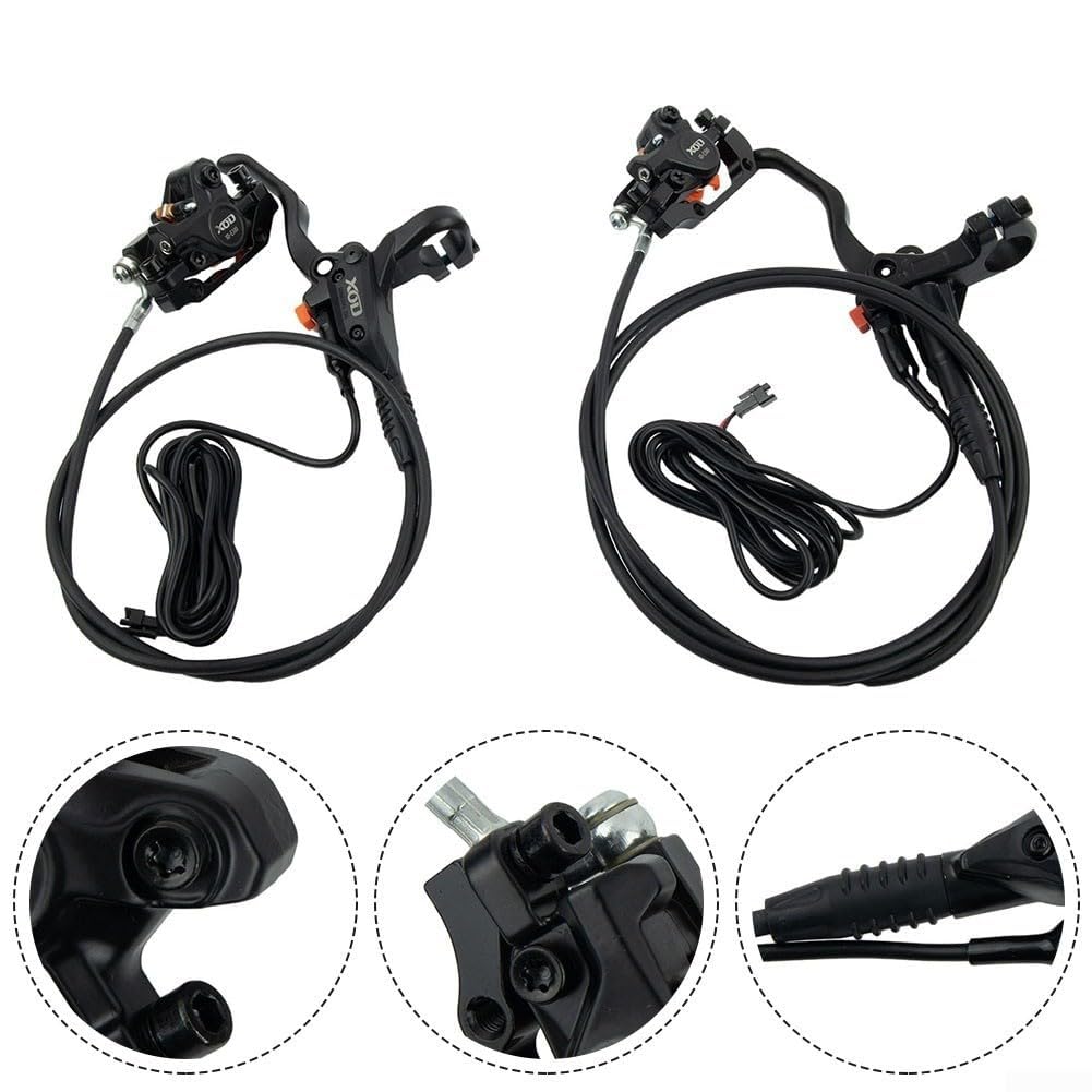 Juego de frenos de disco hidráulicos para bicicleta eléctrica con sistema de control de potencia para instalación delantera y trasera de bicicleta eléctrica (delantera + trasera)