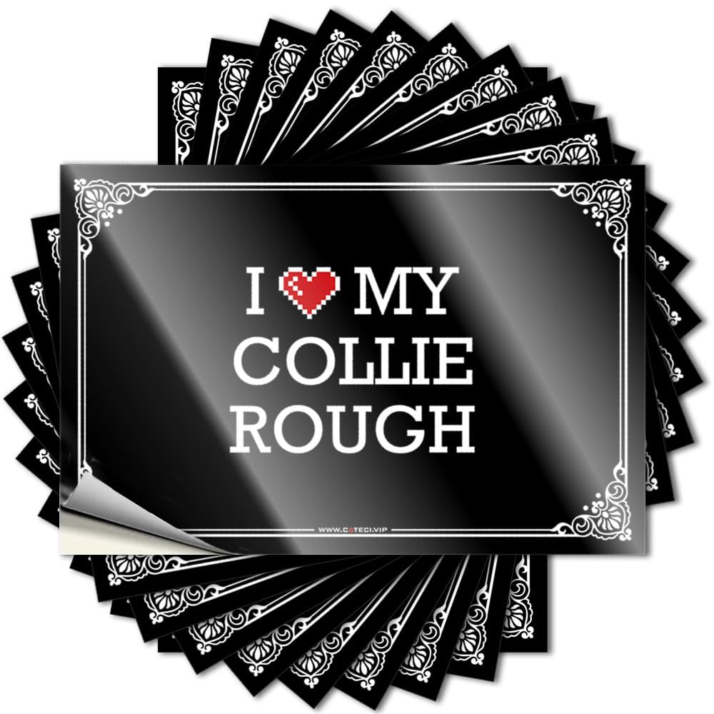 Funny Garden Decor, Decal Adulting Water I Love My Collie Rough | Square Waterproof Vinyl Stickers(8X12CM)