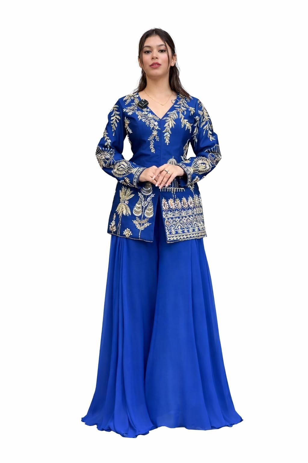 Women Palazzo Set with Embroidery Jacket | Heavy Banglori Jacket with Heavy Georgette Palazzo for Wedding, Festive and Traditional Occasions-picture-44