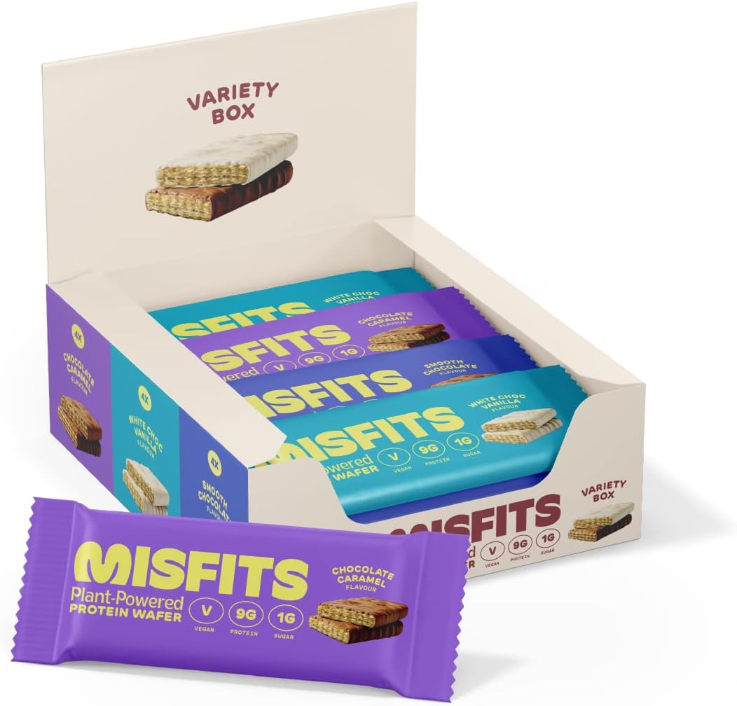 Misfits Protein Wafers, Variety Case, High Protein, Low Sugar, Vegan
