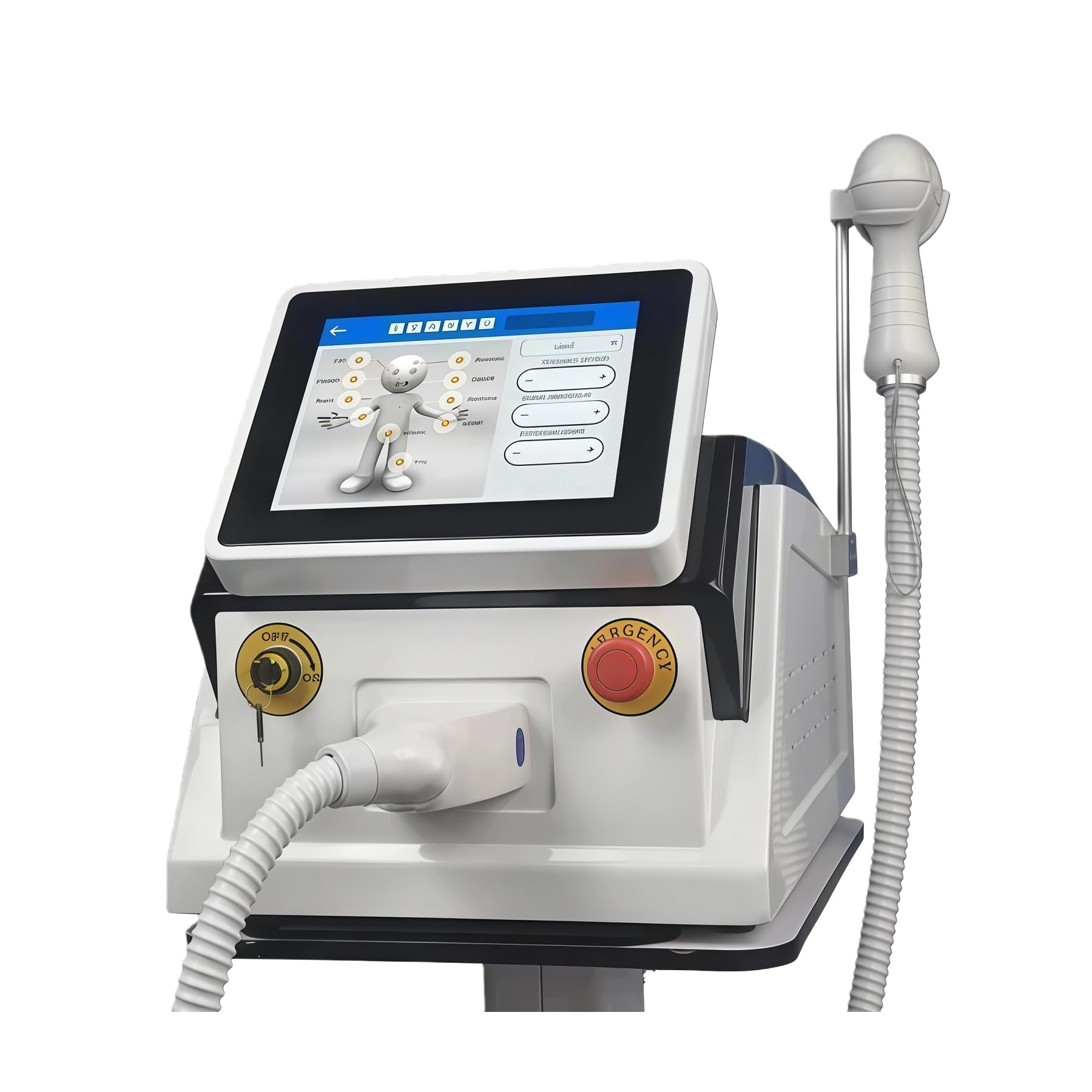 Apparecchio professionale per la depilazione laser a diodo da 4000 W, con 4 lunghezze d'onda (755, 808, 940,1064nm) per una depilazione intelligente e un'impugnatura ghiacciata per lenire la pelle