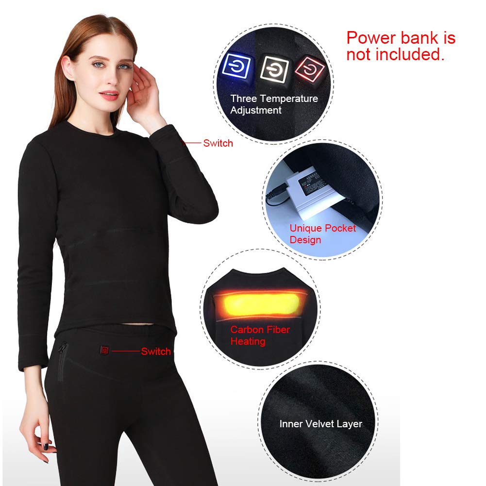 Abbigliamento riscaldato ricaricabile tramite USB, controllo intelligente della temperatura per attività all'aperto, biancheria intima termica