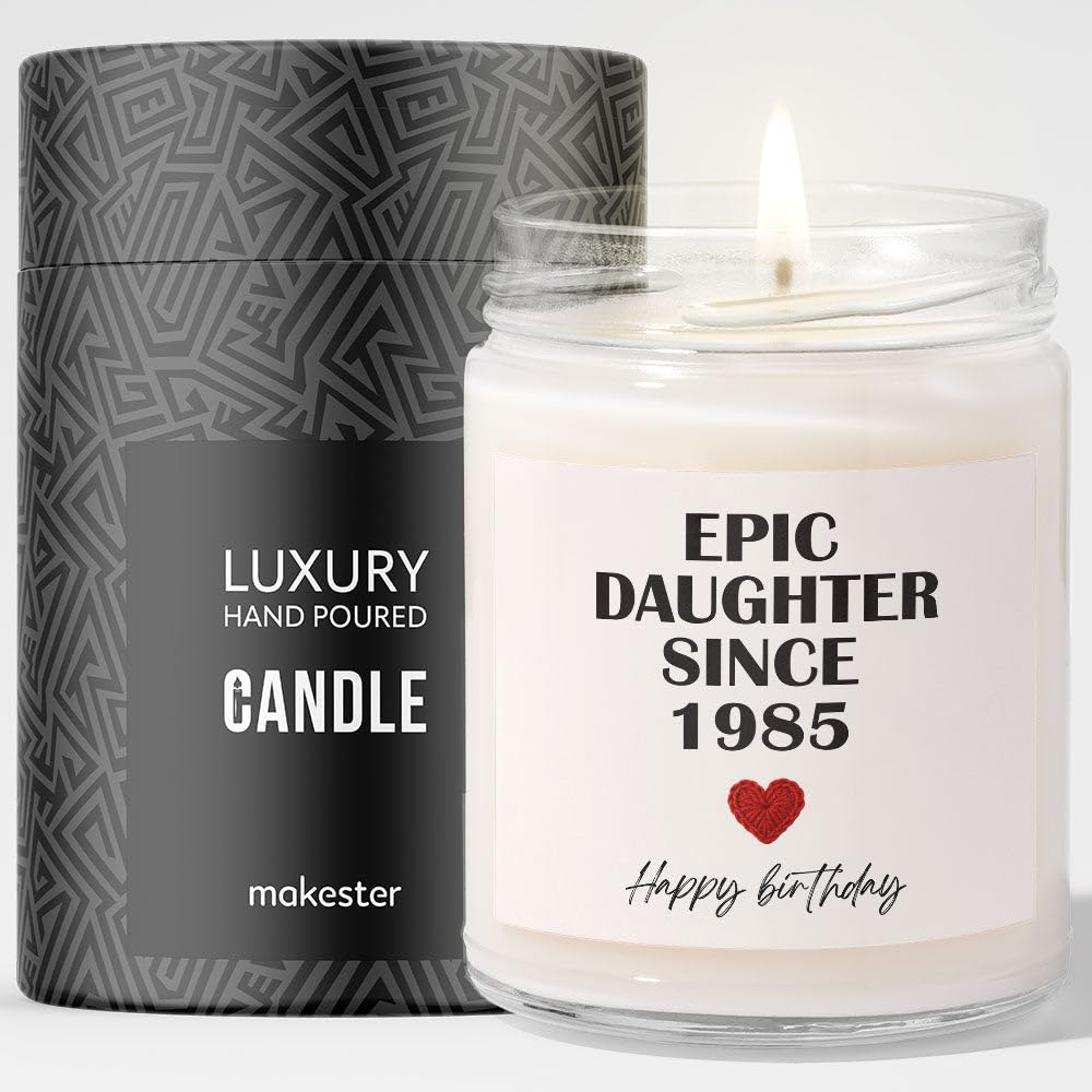 Makester White Daughter 40Th Birthday Gifts - Luxury Soy Wax - Vanilla, Jasmine, Sugared Almond