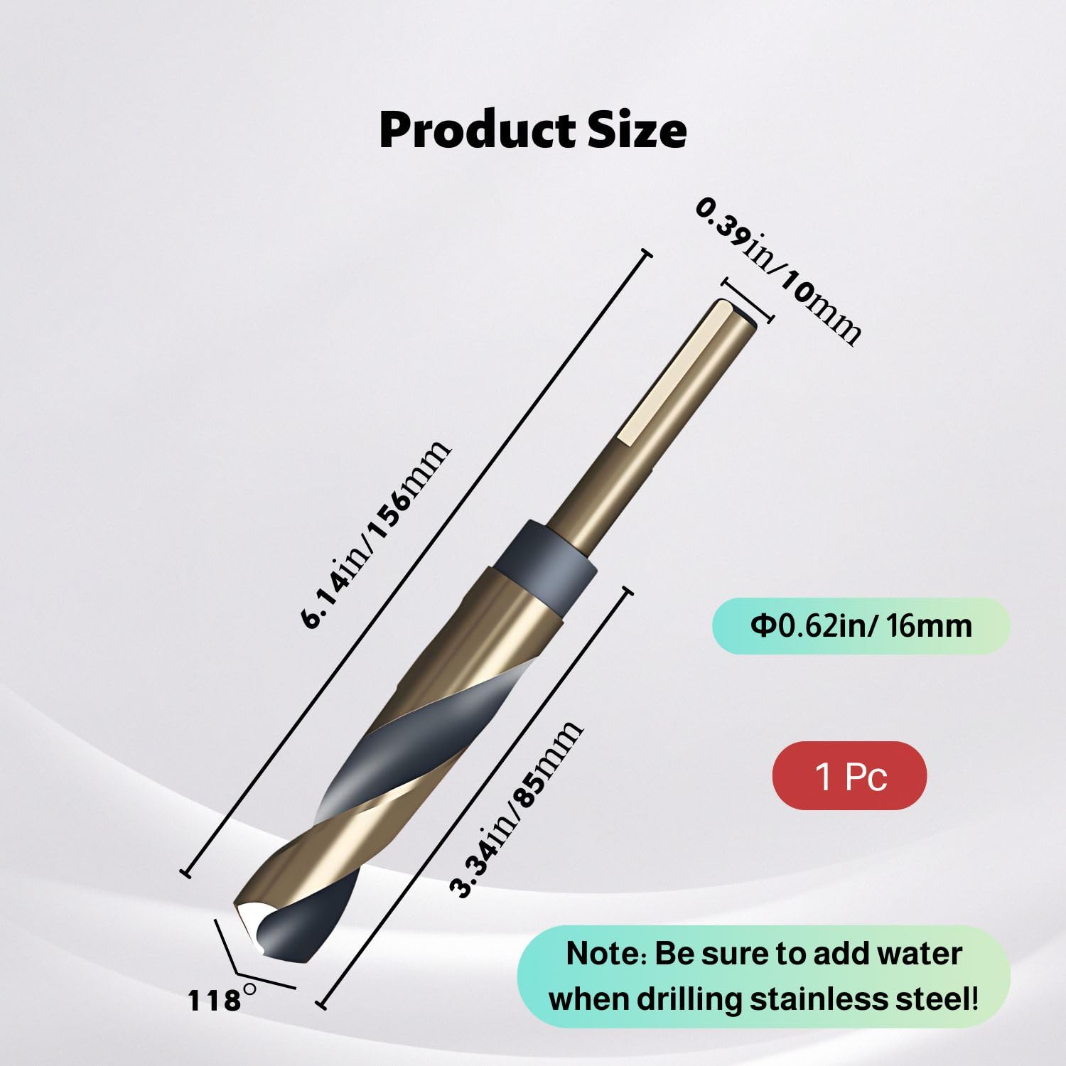 16mm Reduced Shank Drill Bit, HSS Metal - Image 2