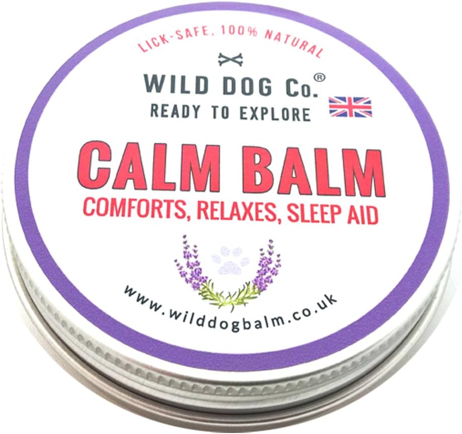 Dog Calm Balm, calming products for dogs, calms anxious, tired, scared dogs and puppies, relax and sleep, UK-made, 100% natural stress relief without sprays or drops 60g tin