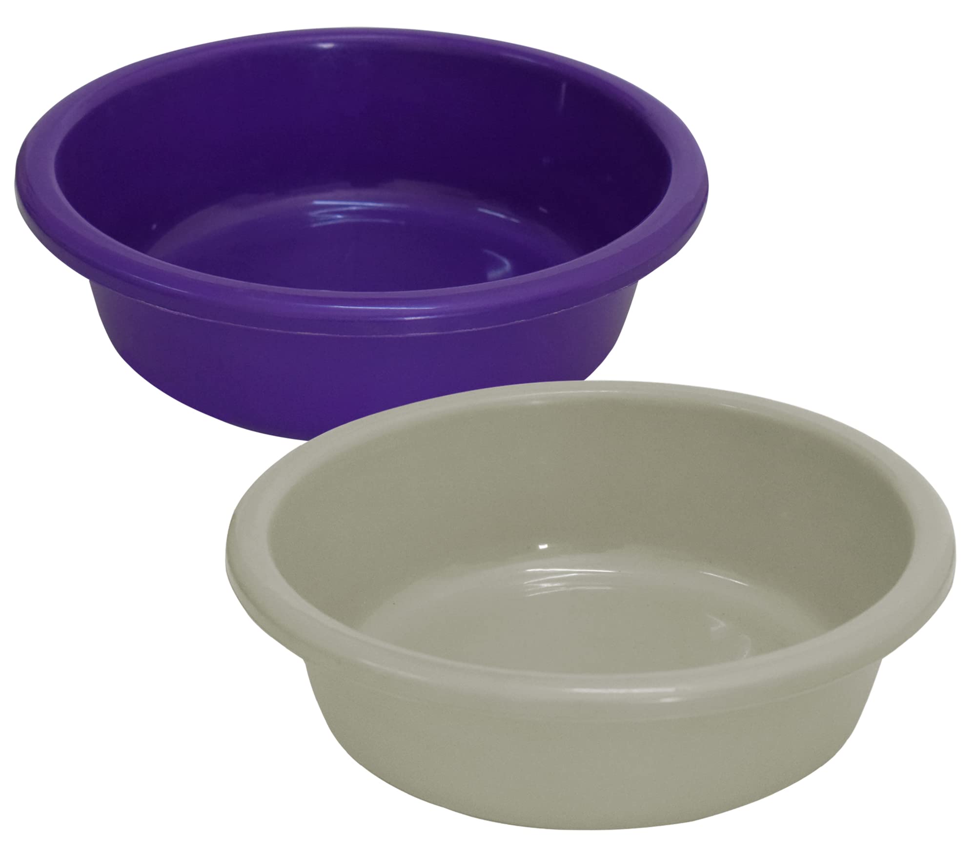 kuber industries multiuses unbreakable plastic knead dough basket/basin bowl for home & kitchen 6 ltr- pack of 2 (purple & grey)