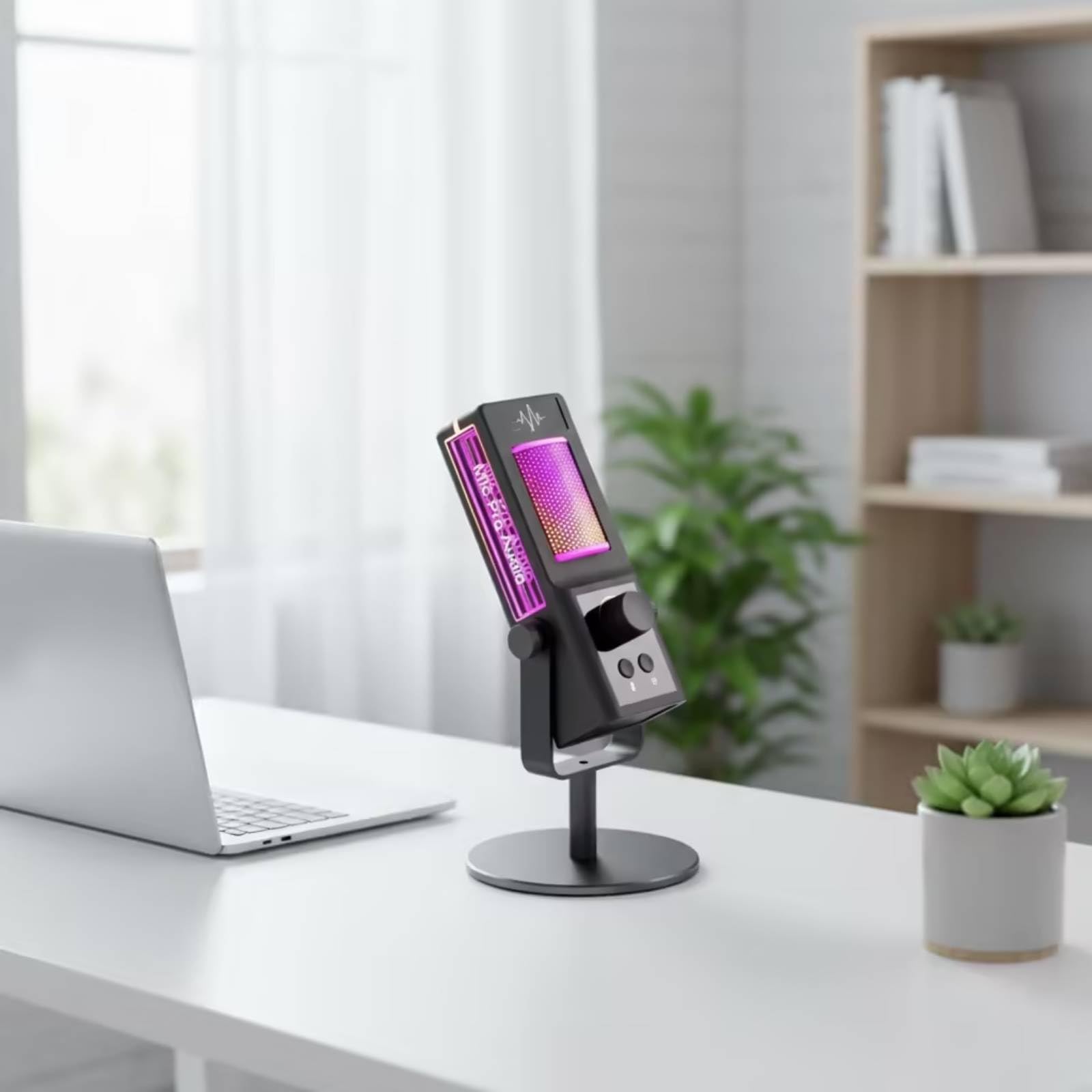 Microfono USB con Supporto Cablato Microfono con Supporto Uniforme per Podcaster, Gaming