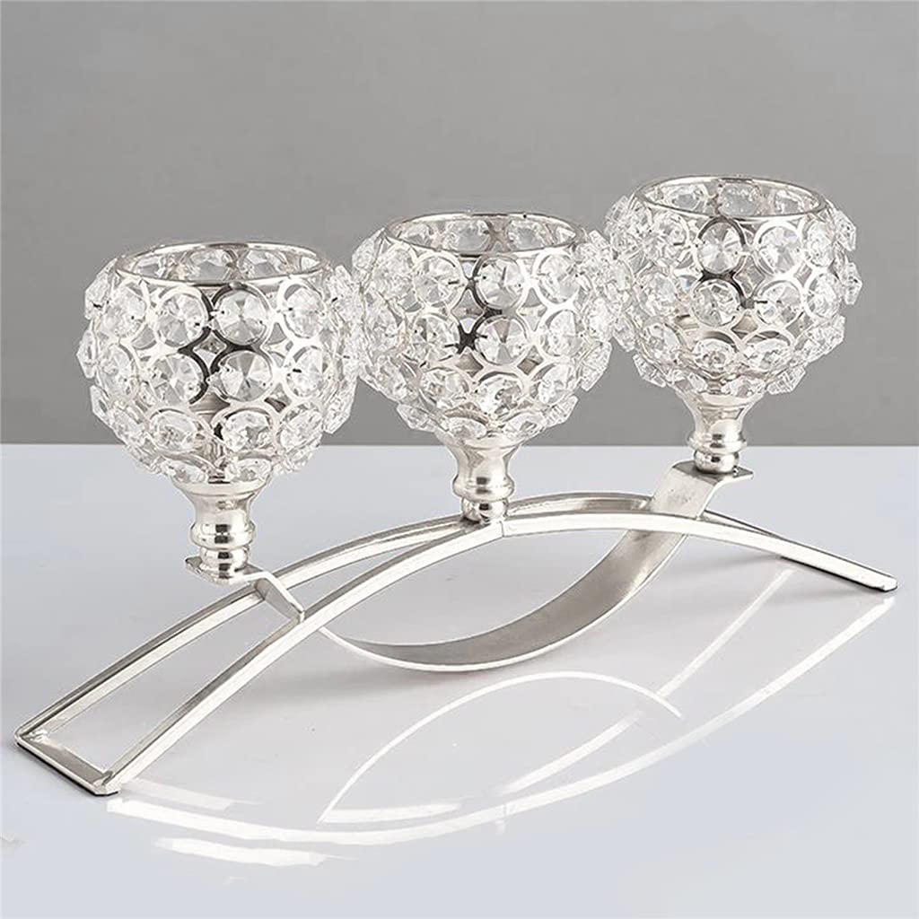 HTTGDGDH 3 Arms Candelabras Crystal Candle Holders Candlesticks Ornament Decor Wedding Dinning Room Table Centerpieces,B