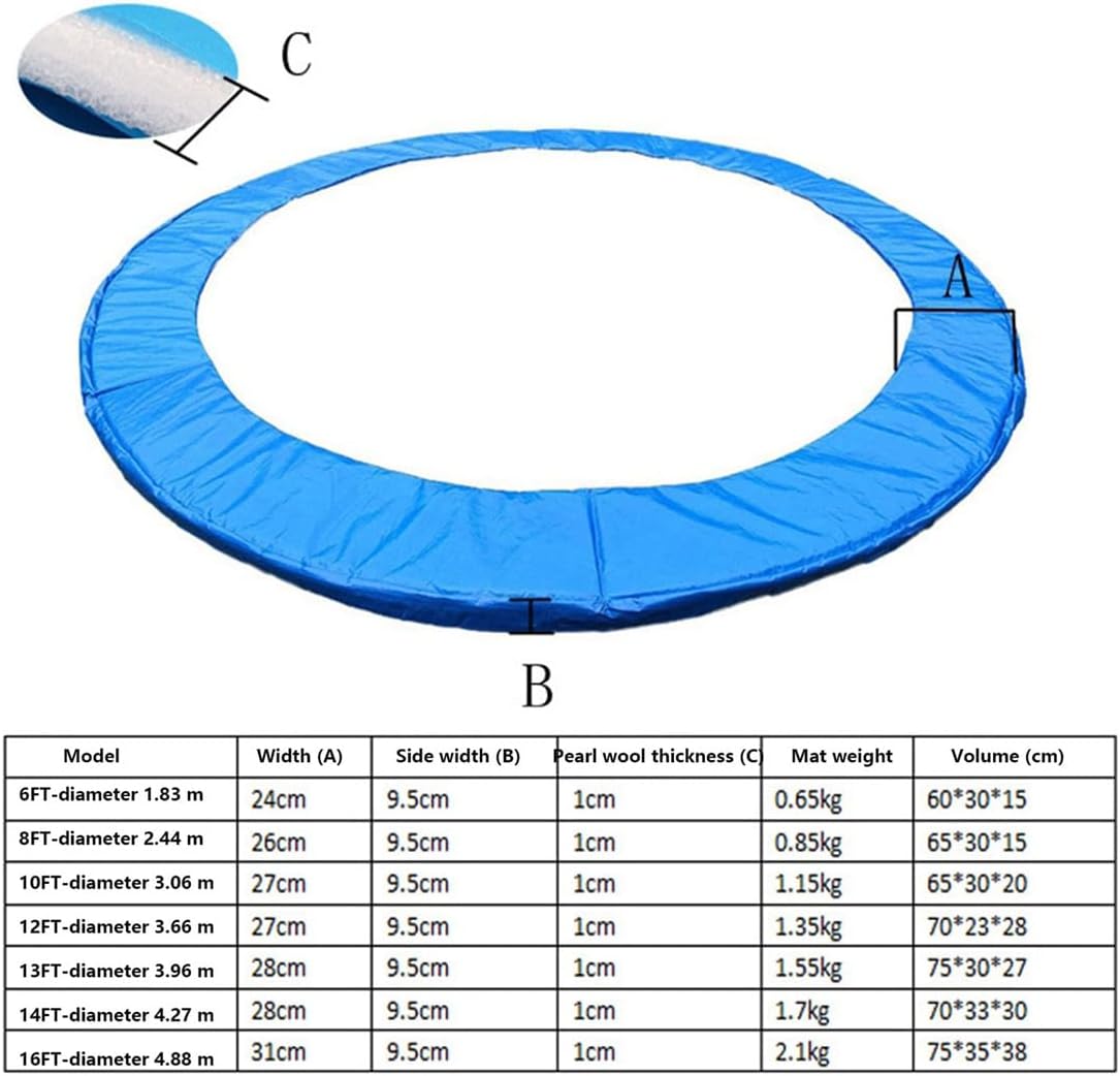 Round Trampoline Safety Pad 6Ft 8Ft 10Ft 12Ft 14Ft 15Ft 16Ft Replacement Trampoline Protection Mat for Trampoline Accessories