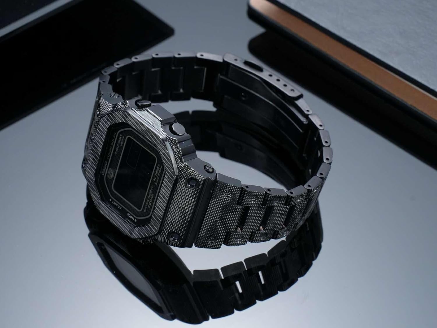 Compatible with G-SHOCK Casio Silver Square, Gold Square 3459 GMW-B5000 Camouflage Stainless Steel Strap
