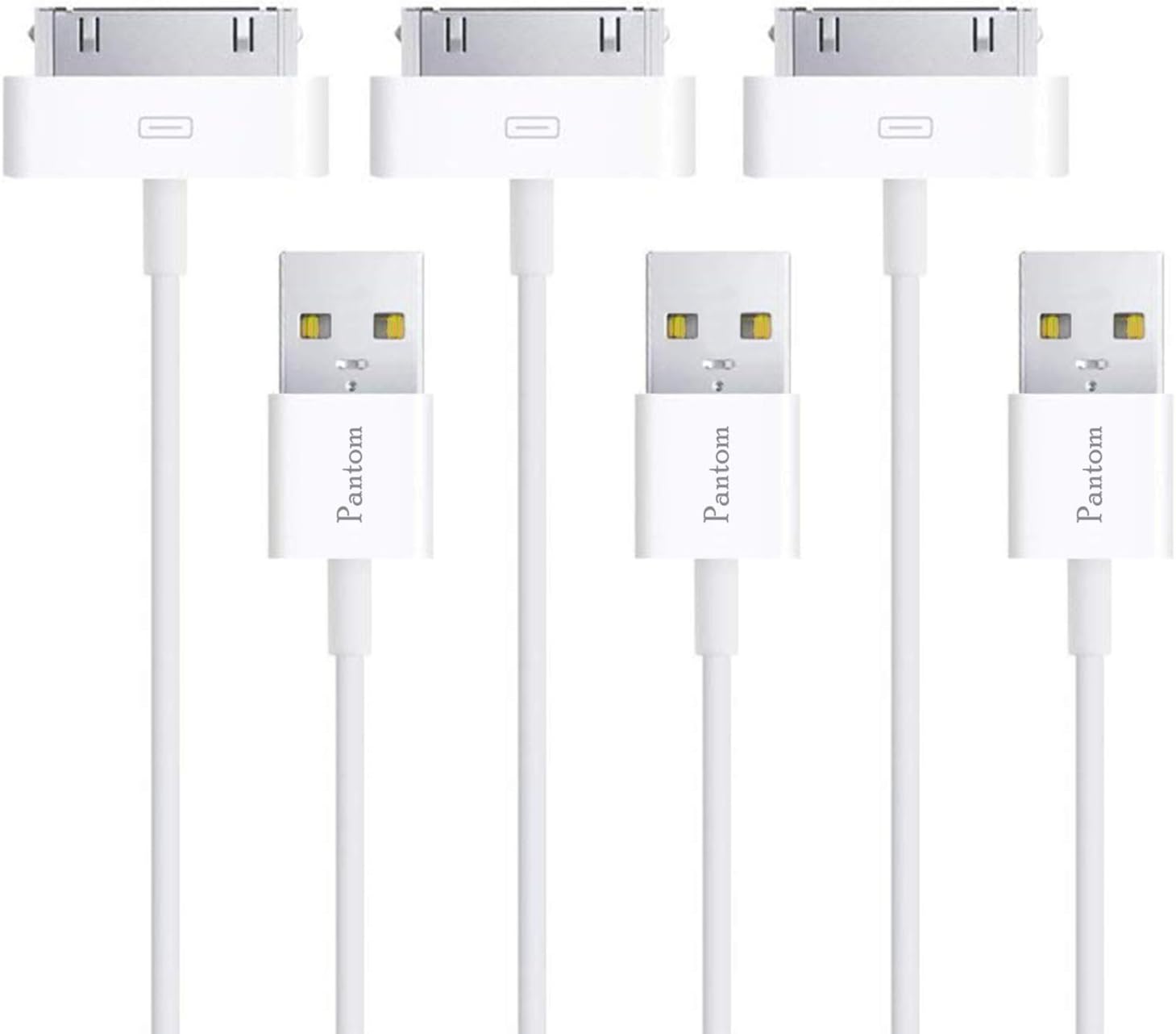 5-Feet 30-Pin to USB 2.0 Cable Sync and Charge Compatible with iPhone 4, iPhone 4S, iPhone 3G, iPhone 3GS, iPad 1, iPad 2, iPad 3, and iPod - Pack of 3 (1.5 Meter/5 Feet)