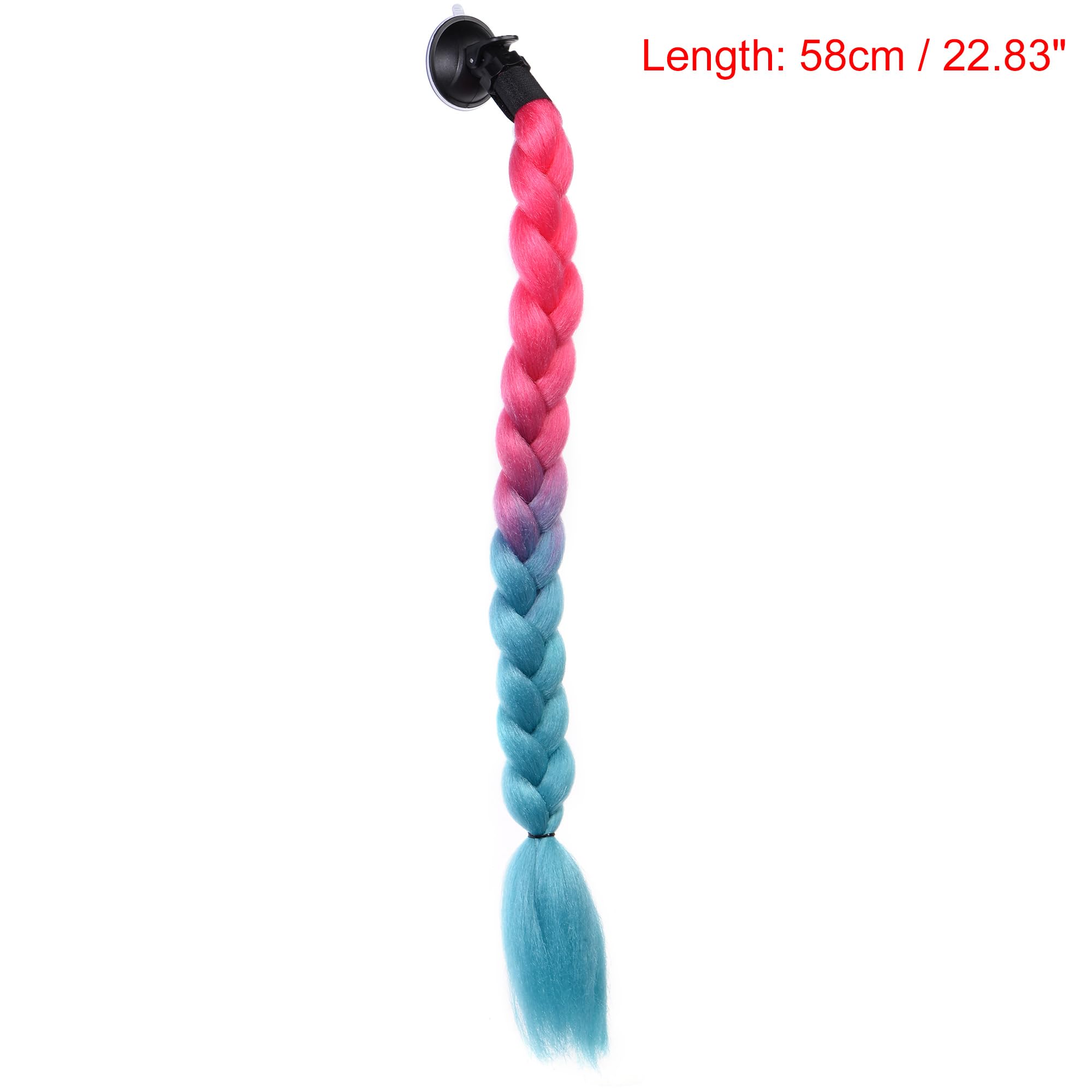 F FIERCE CYCLE Helmet Decor Pigtail Gradient Braid Ponytail Hair with Suction Cup 22.83