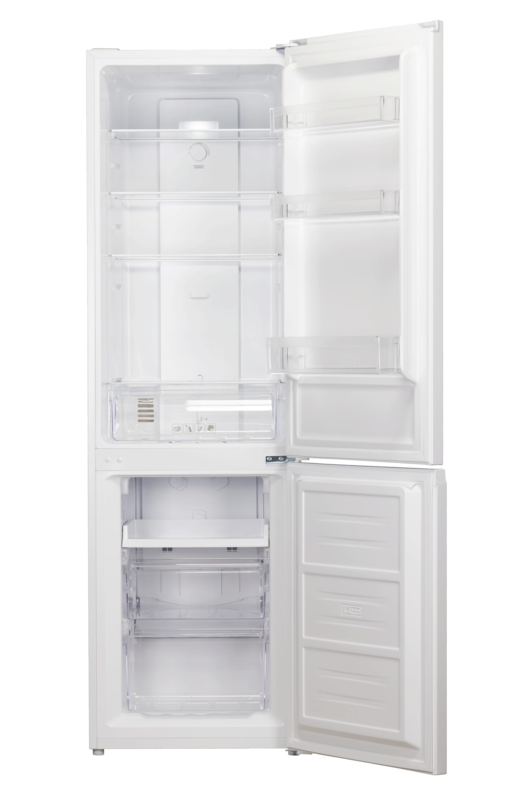Corberó - Frigorífico Combi | CCH18023W | Capacidad 253 L | No Frost | Blanco | Luz LED | Crisper | Balcones Ajustables, Estantes de Cristal, Hueveras, Cubiteras | 40 Db | Eficiencia Energética F