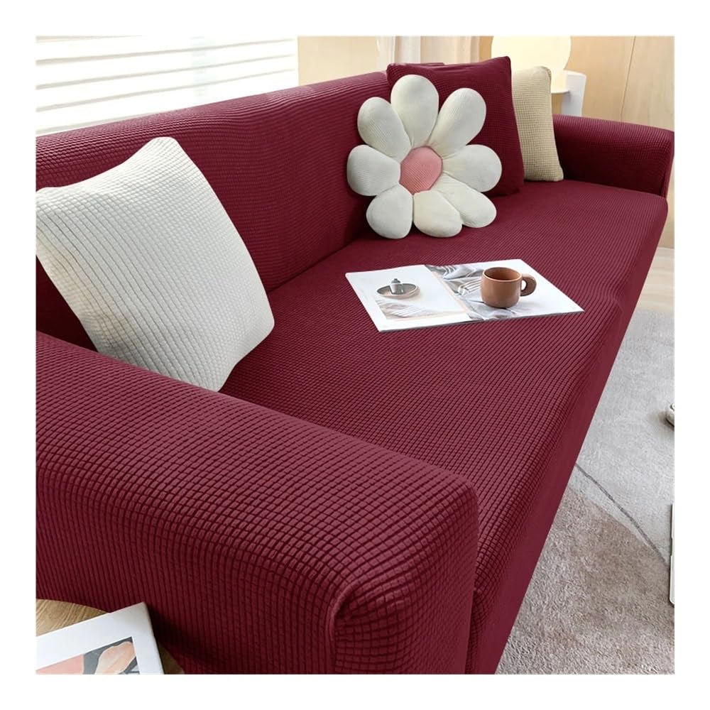 Housse de canapé extensible rouge vin taille L pour angle salon