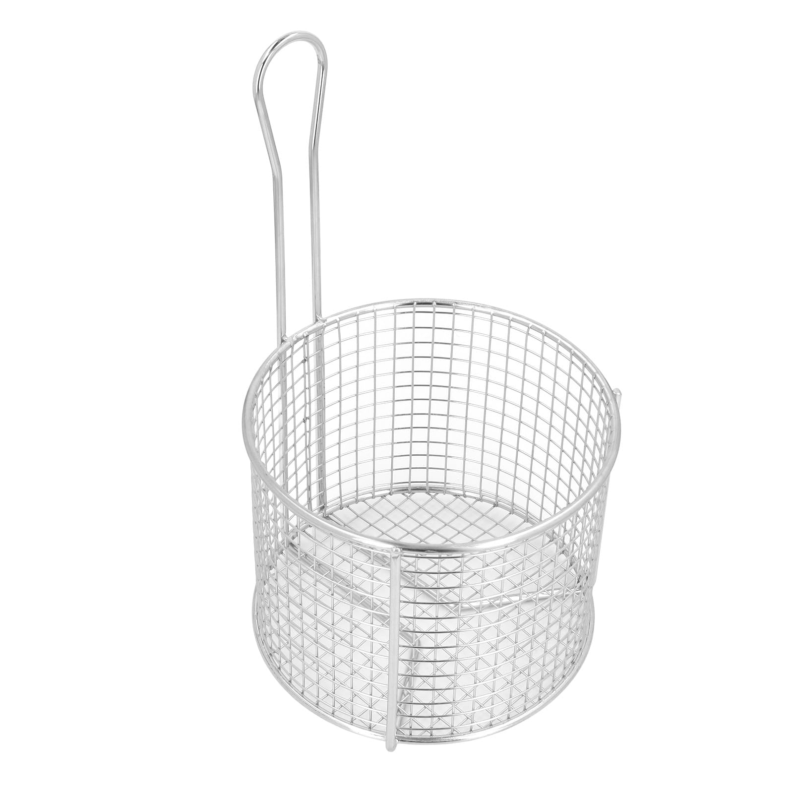 Cryfokt Cesta para Freír Redonda de Acero Inoxidable Precisa, Segura y Resistente para Freír y Servir Alimentos, con Asa para Utensilios de Cocina Domésticos (Malla escasa)