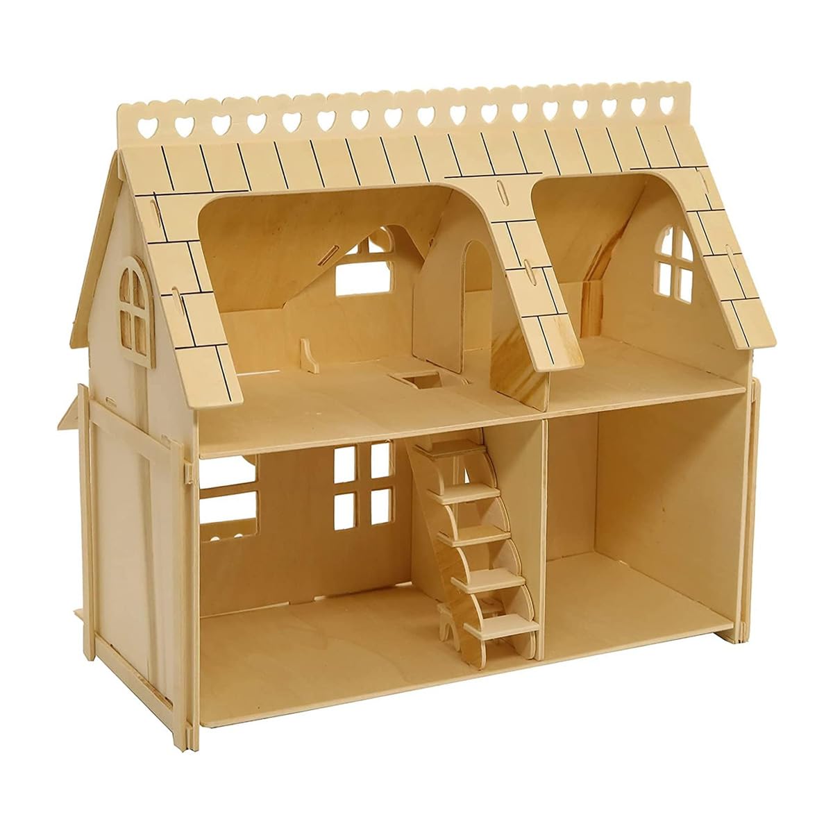 Hoite Wooden Dolls House, Full Porch Large House 3D Wooden Three-dimensional Simulation Assembly Model Handmade DIY Building - Image 3