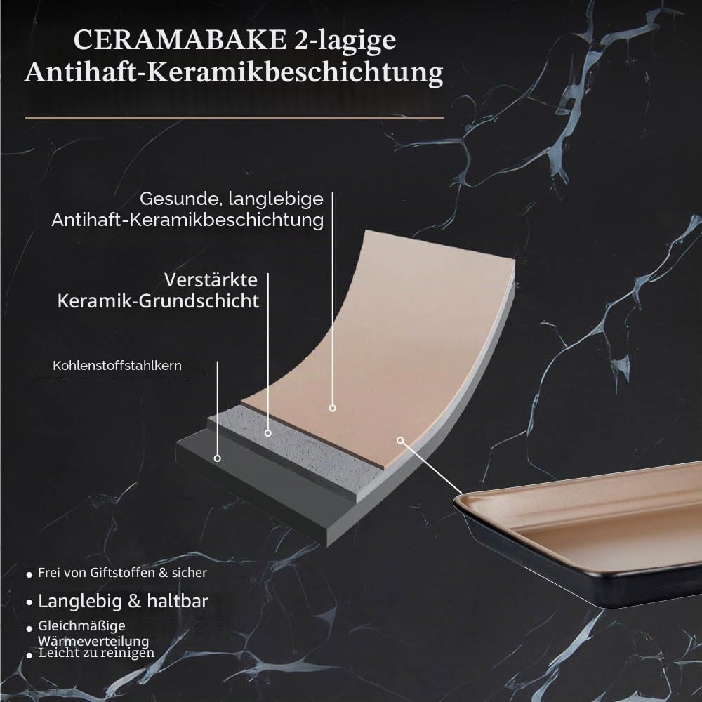 Stanley Rogers Ceramabake Gesunde Antihaft-Keramik-Backform, Ofenblech, Backen ohne PFAS, PTFE, PFOS, PFOA, Cadmium und Blei, optimal für geröstetes Gemüse, Nachos und tägliches Kochen, 32 x 23 x 3 cm