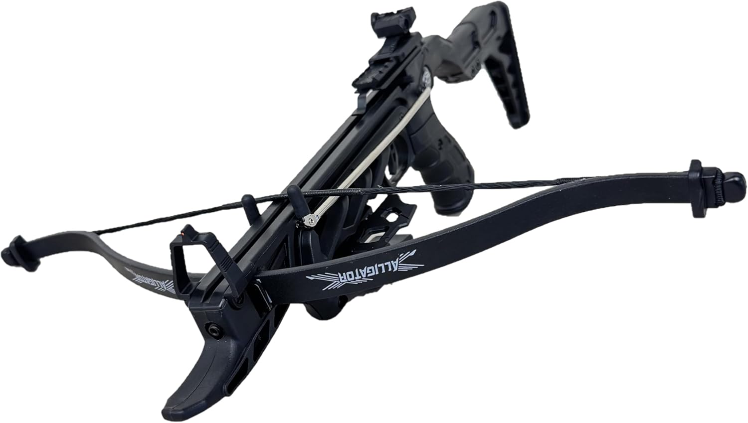 ManKung 80 lbs Self Cocking Cobra Style Pistol Crossbow w/ 3 Bolts - Multi Style - Composite Bow - Made in Taiwan 80-lbs Aligator Stock w/ 3 bolts. Black