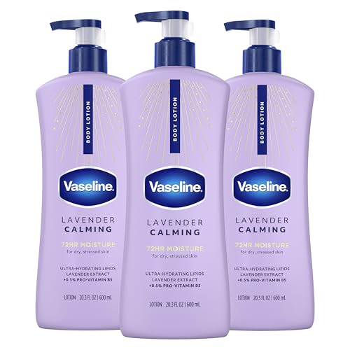Vaseline Intensive Care Calm Healing Body Lotion for Dry Skin Lotion Made with Ultra-Hydrating Lipids and Lavender Extract to Heal and Restore Dry Skin 20.3 oz, Pack of 3