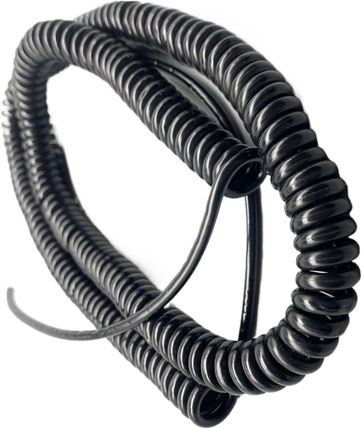 Retractable Spring Coiled Extension Cord ， 5 Core Expandable Power Spiral Cable 17AWG Elastic Telescopic Wire Black Stretch Spring Cord Extension(Stretch 2.5 Meters)