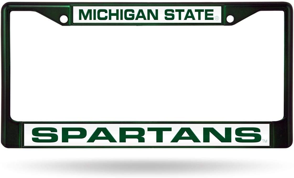 Michigan State Spartans (Set of 2) Green Painted Metal Laser Cut License Plate Frames