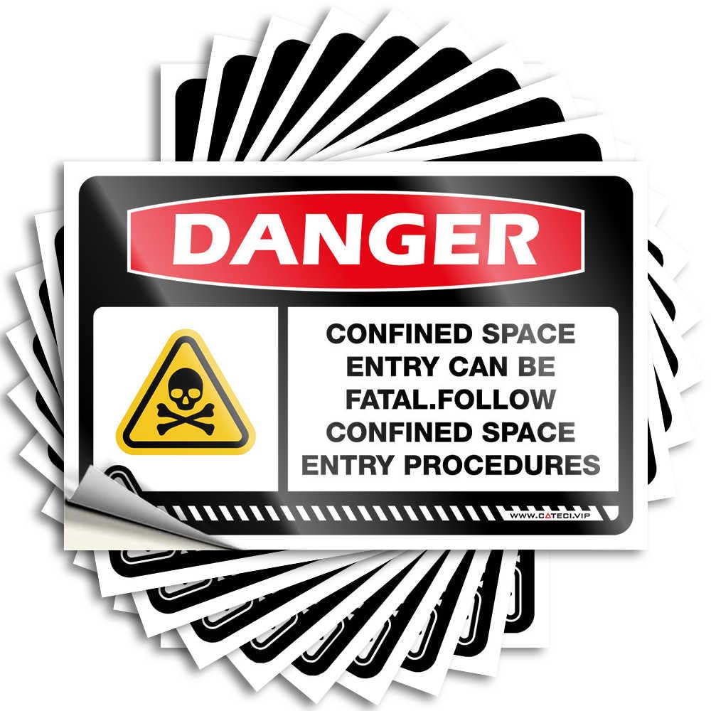 Fzfn Colour Sticker Metal Vinyl Decals, Spring Waterproof Hat Stickers For Water Bottle | Danger Confined Space Entry Can Be Fatal Follow Perfect For Sports Laptop Decor(12X18cm)