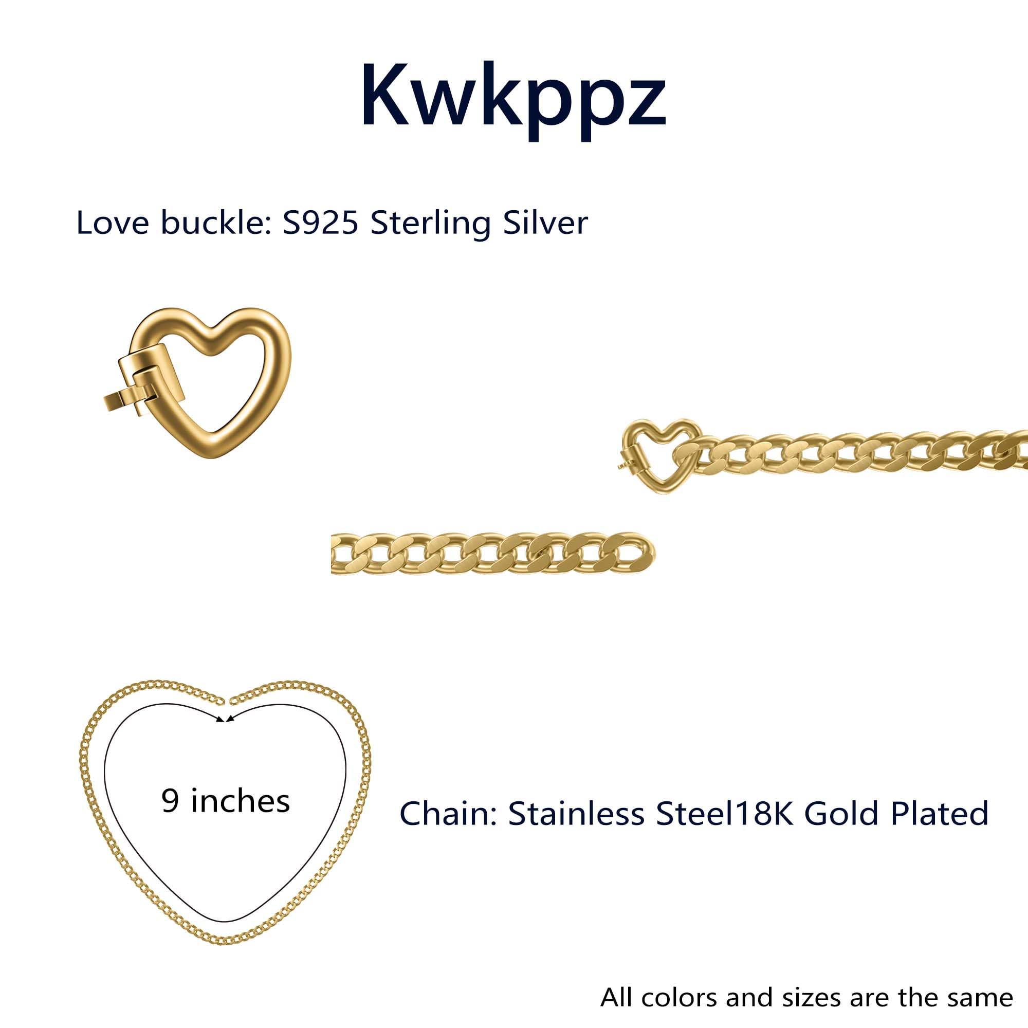 Kwkppz Set di 4 braccialetti permanenti con chiusura a forma di cuore, per coppie, amicizia e famiglia, regalo unico per anniversario, San Valentino, compleanno, per lui e per lei