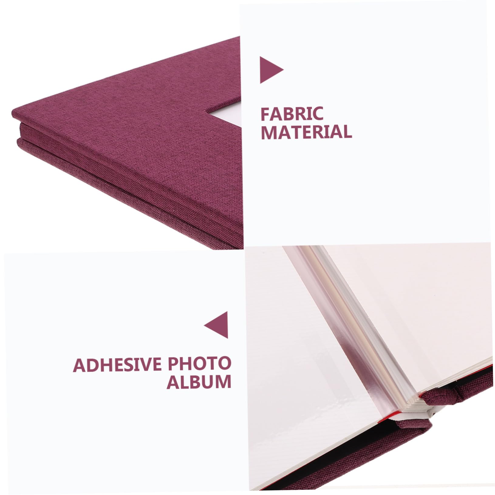 Álbum de Fotos Autoadhesivo con Ventana, Lino Púrpura, 40 Páginas