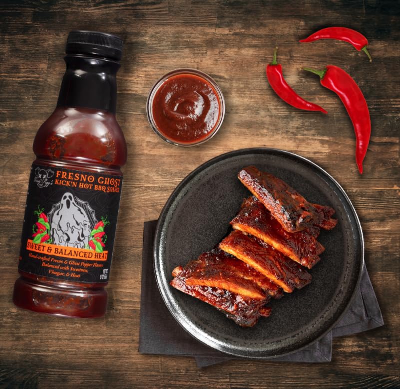 Tony Piggs Hot BBQ Sauce Fresno Ghost Flavor (19oz)- Great Condiment Topping for Wings, Ribs & Burgers at Football Tailgate Parties - Barbecue Sauce w Hot Sauce Heat from Fresh Peppers - Grilling Gift - Image 5