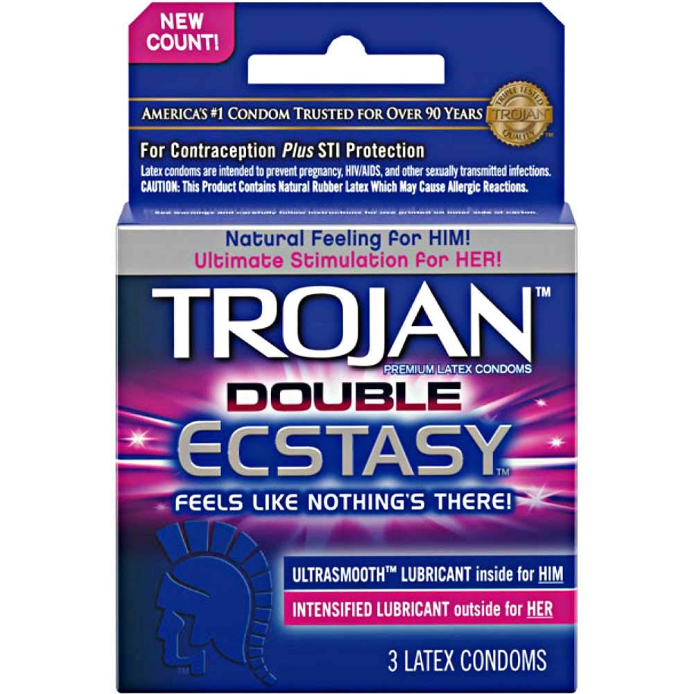 TROJANDouble Ecstasy Male Condoms, 3 Count (Pack of 6)