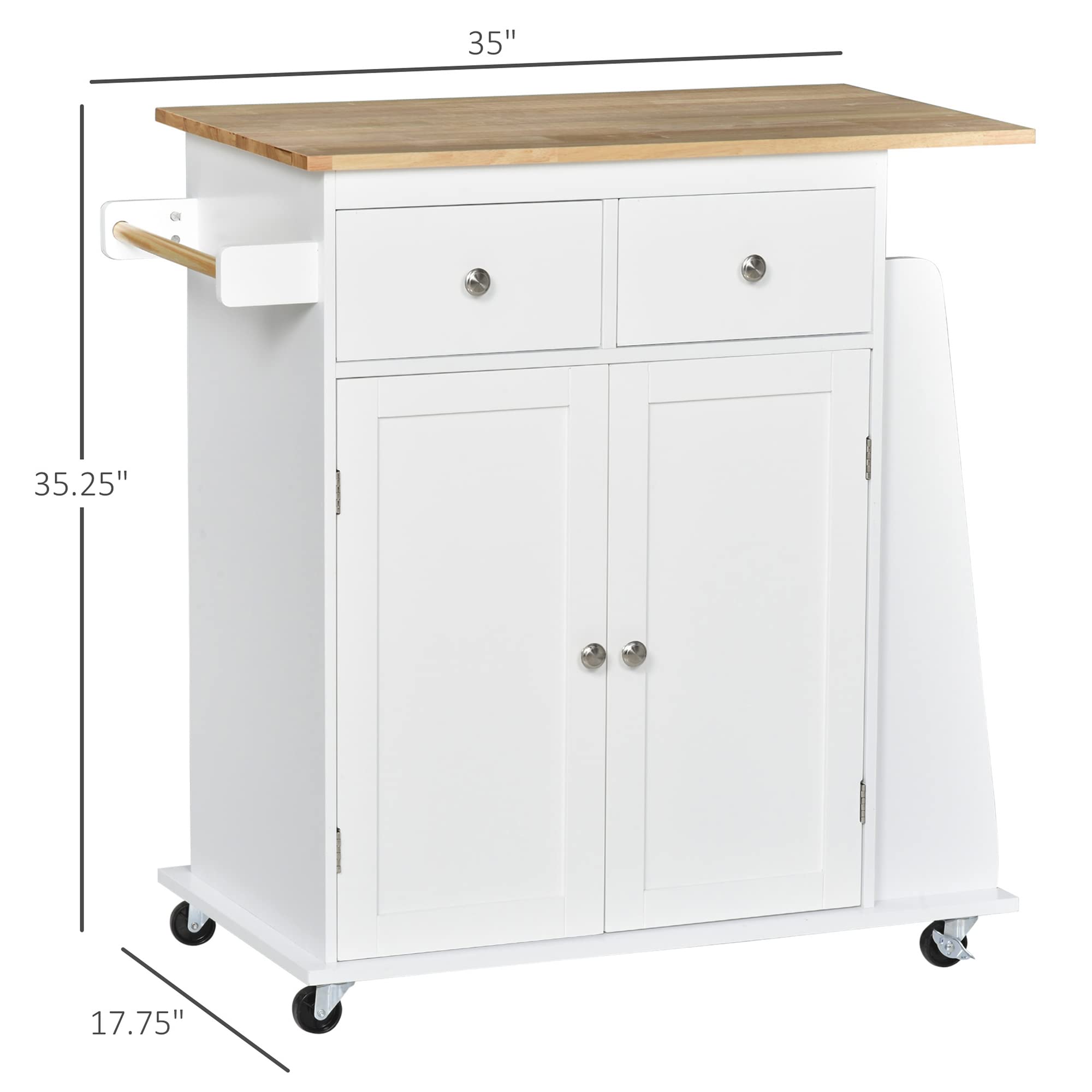 Rolling Kitchen Island Storage Trolley Cart with 3Tier Spice