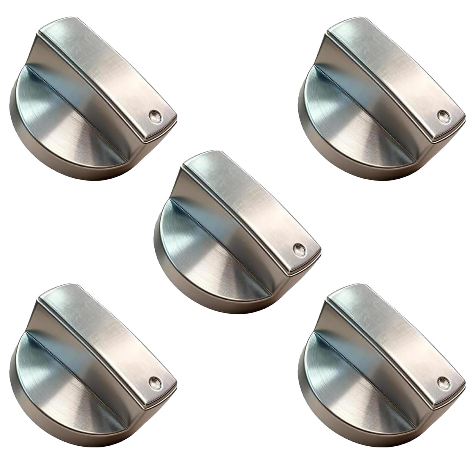 wudulangmany 5Pcs Universal Cooker Knobs, Silver Gas Hob Knobs, Replacement