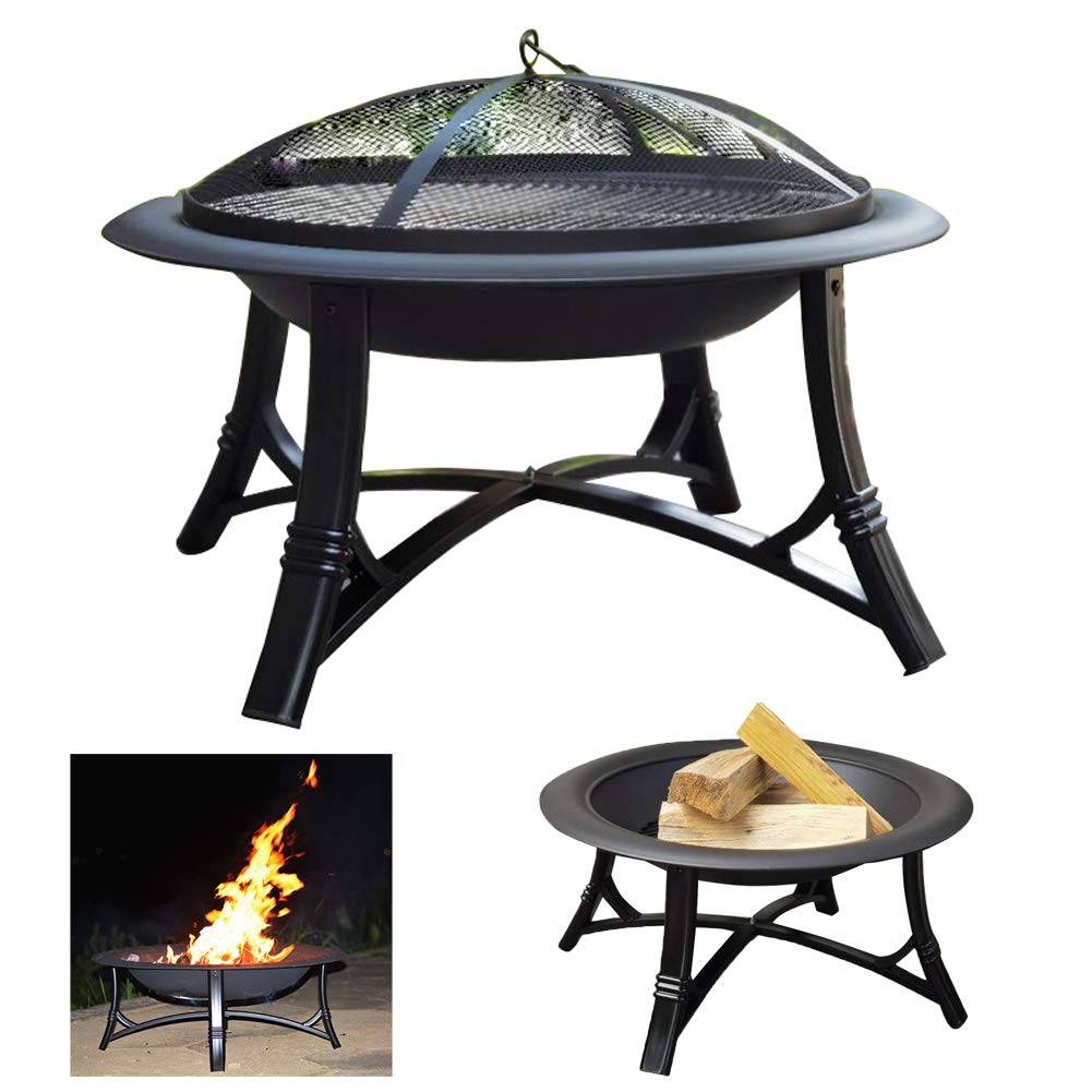 28 "Heavy Duty Fire Pits Outdoor Wood Burning Grill Grill ze stali nierdzewnej Miska na ognisko z osłoną ekranu Spark na ogród przydomowy Patio Outdoor Camping