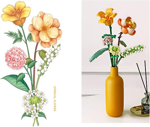 Miniatura 9 de Mini bloques de construcción Sakura Plant Bonsai, simulación creativa de bricolaje, flor de cerezo, colección botánica, ladrillos de construcción,