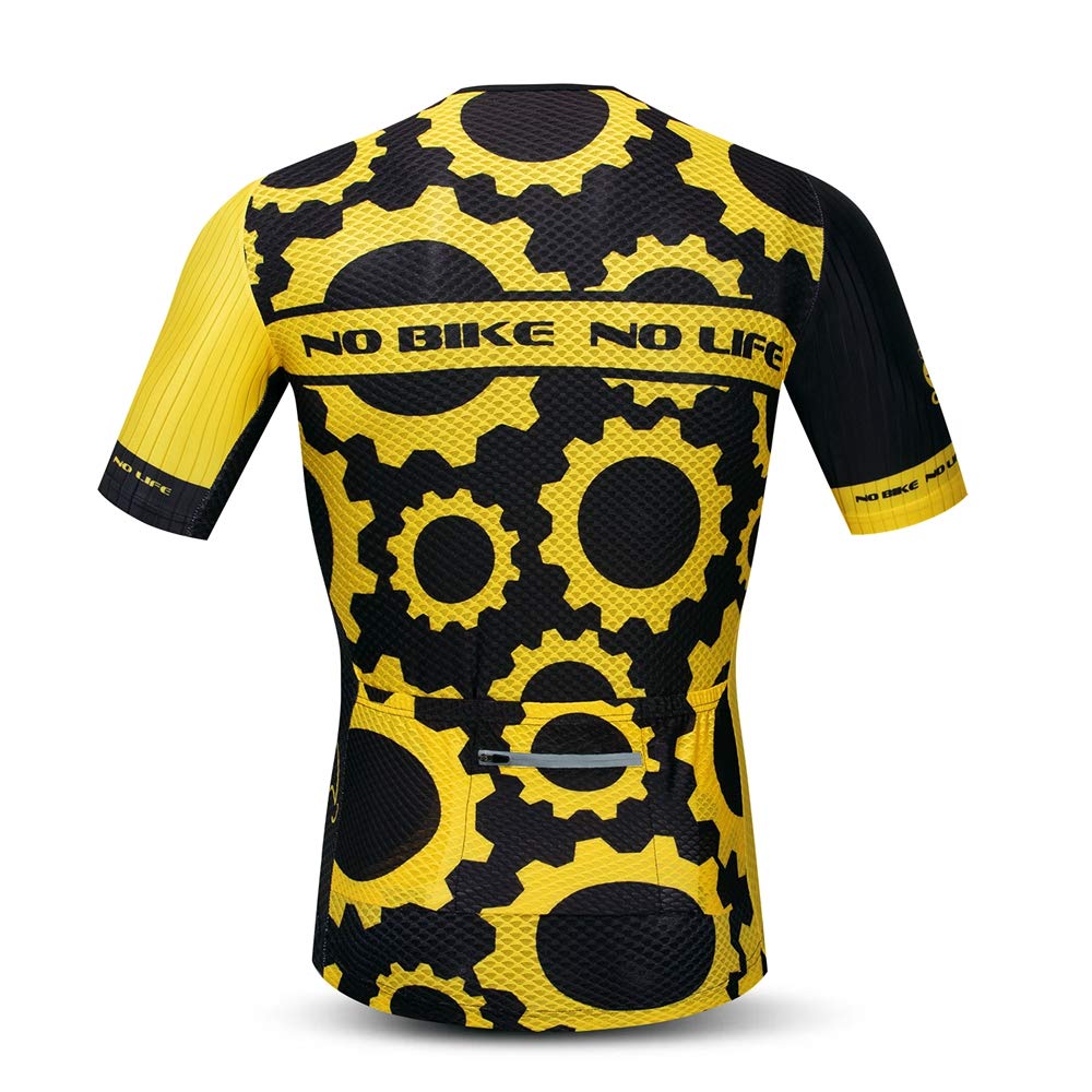 Cycling Jersey Men Bike Summer Pro MTB Shirts Short Sleeve Biking Tops Bicycle Clothing Black Yellow L