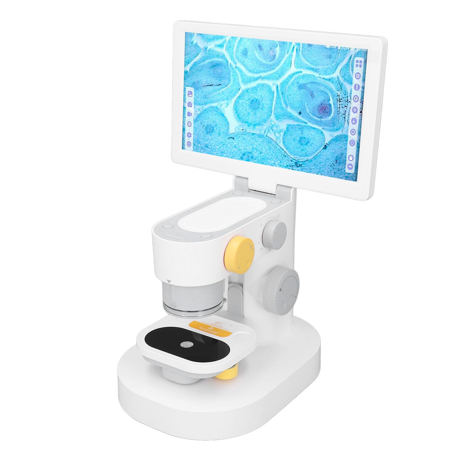500w CMOS HD Sensor Chip, 9 inch Large Touchscreen, 3 Lens Optical Microscope with Moving Platform for Adults and Kids, Full HD 1080P Image Quality, Long Battery Life, Type C