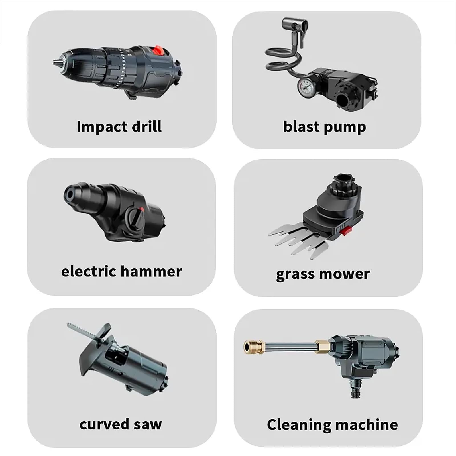Kit combinado de herramientas eléctricas multifuncionales: taladro de impacto sin escobillas, sierra de calar, destornillador, lijadora, máquina de limpieza, sierra de cadena, llave de doble propósito