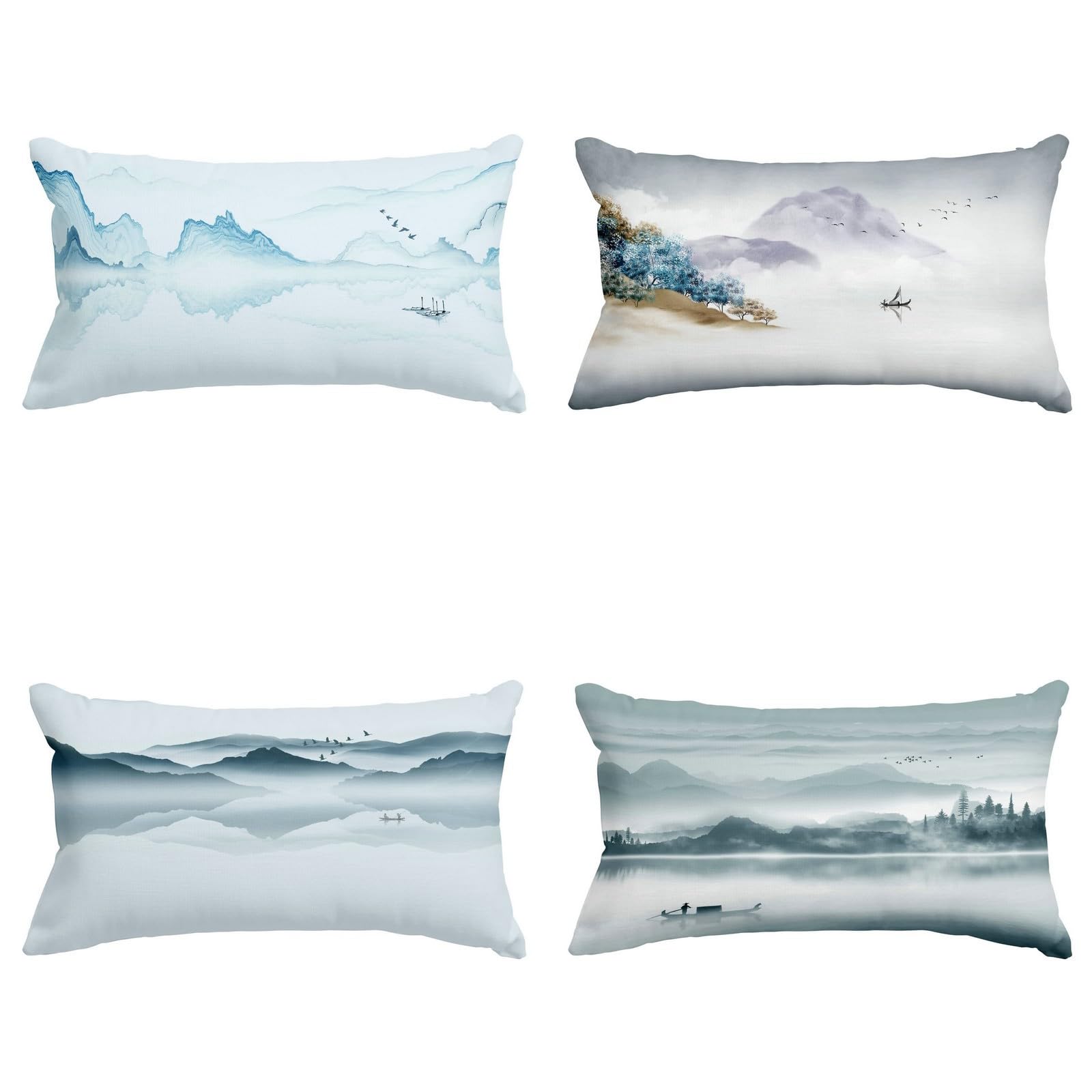 Housse de coussin 50x75cm CEVAN en soie lot de 4 rectangulaire pour decoration salon et chambre