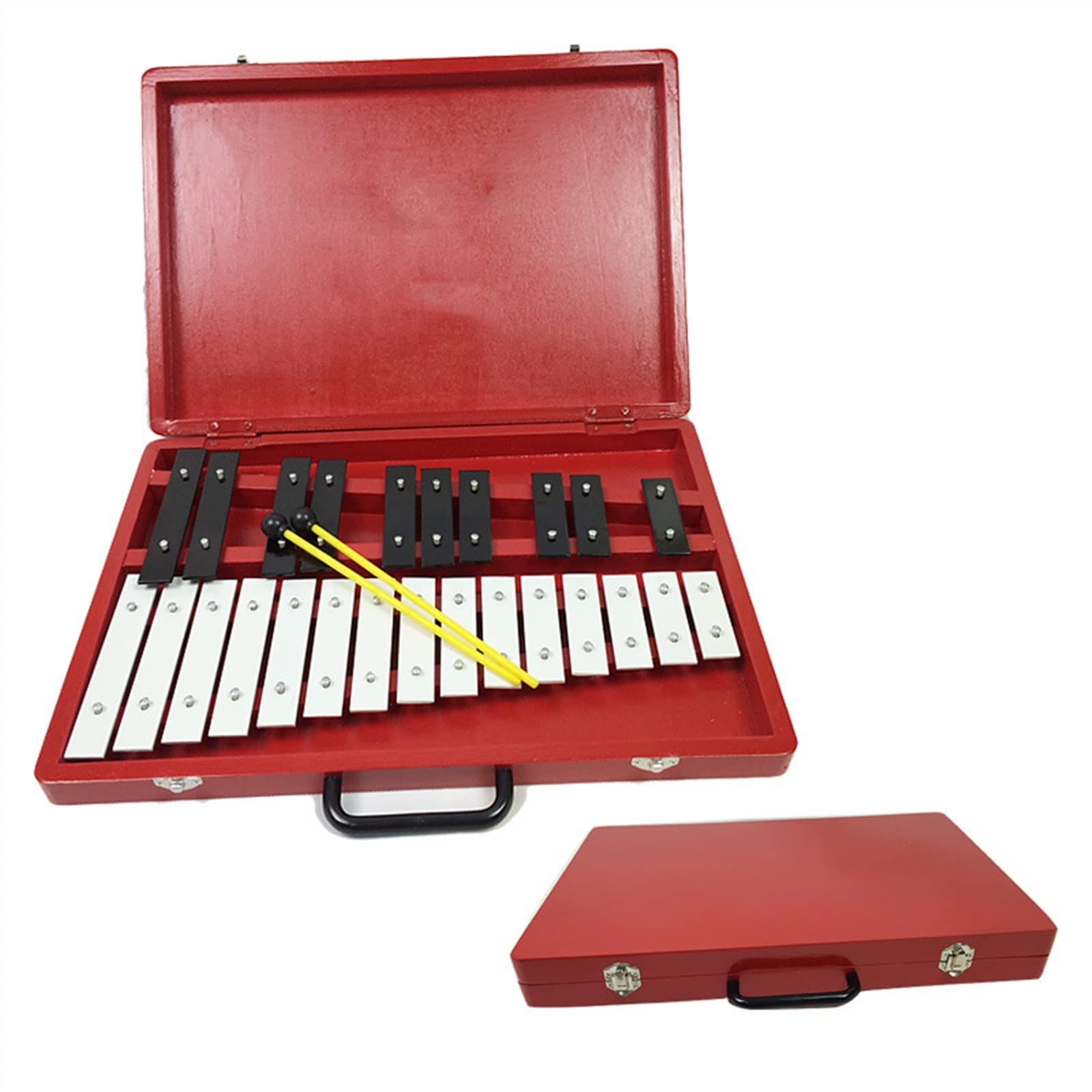 Percussão Musical Strumento a percussione con scatola rossa a 25 toni, piastra in alluminio, supporto per l'insegnamento della musica per pianoforte, percussioni Xilofoni