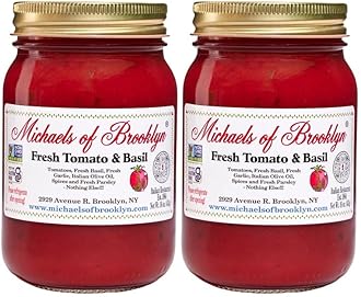MICHAEL'S OF BROOKLYN Tomatoes & Fresh Basil Pasta Sauce, Non-GMO, Gluten Free, and Yeast Free | Fresh Tomato Sauce made with Fresh Basil, Garlic, Olive Oil, and Parsley - 16 oz (Pack of 2)