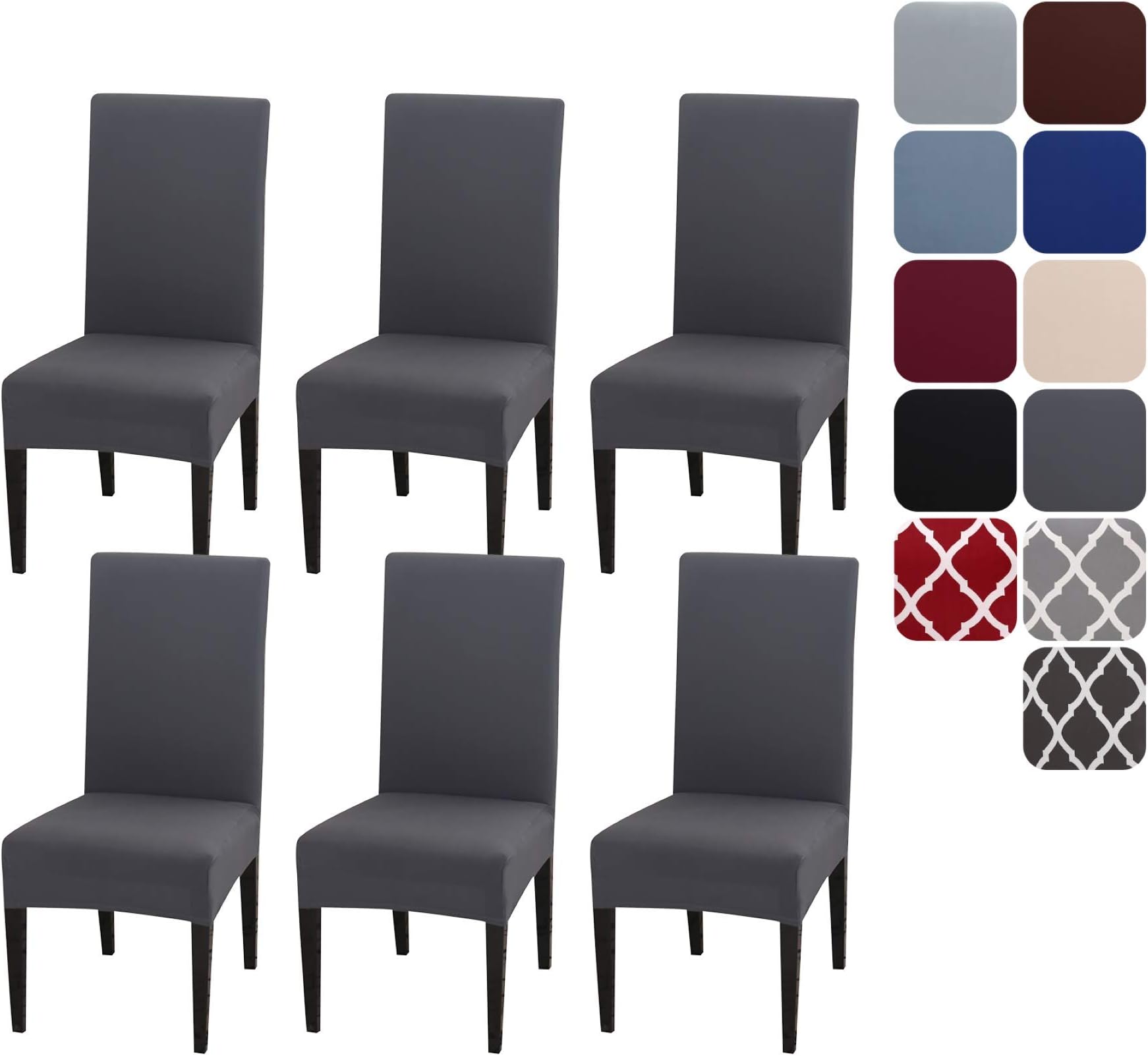 Dining Room Chair Covers Slipcovers Set of 6, Stretch Removable Washable Dining Chair Protector Decoration Cover Seat Slipcover for Hotel, Ceremony, Banquet, Kitchen, Restaurant, Home