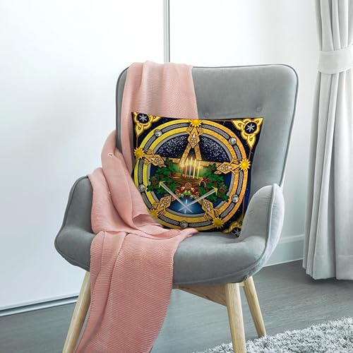 Miniatura 6 de Nepnuser Yule - Juego de 2 fundas de almohada de 18 x 18 pulgadas, decoración pagana de Navidad, solsticio de invierno, vacaciones, para cama, sofá