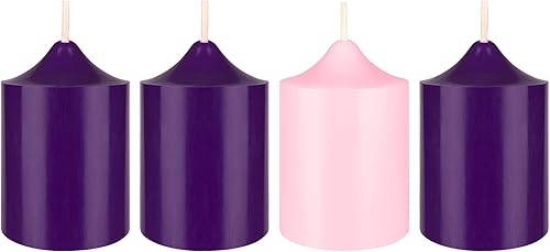 Mega Candles Juego de 4 piezas de velas de Adviento de Navidad sin perfume, vertidas a mano de cera premium con parte superior en forma de campana,