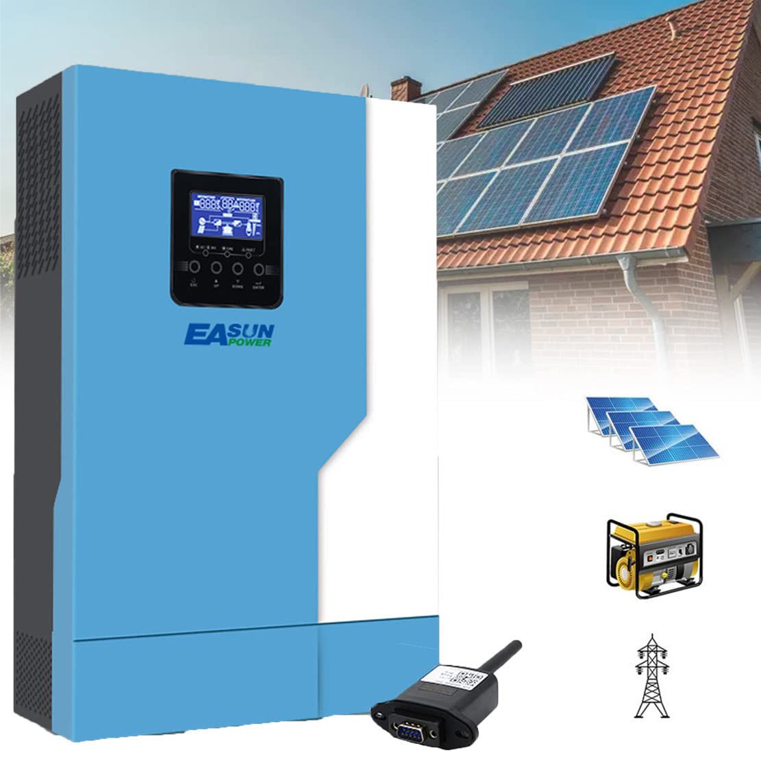 Hybrydowy inwerter sinusoidalny 3500 W 24 V z kontrolerem ładowania słonecznego, hybrydowym inwerterem solarnym Wyświetlacz LCD Niska częstotliwość konwertera słonecznego, system zasilania off-grid