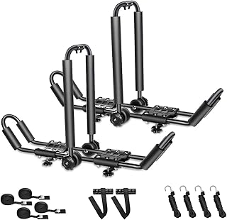 Sponsored Ad - DRSPORTS Universal Foldable Kayak Canoe SUP Carrier 3 in 1 Adjustable car roof Rack Mount J Shape Kayak Rac...