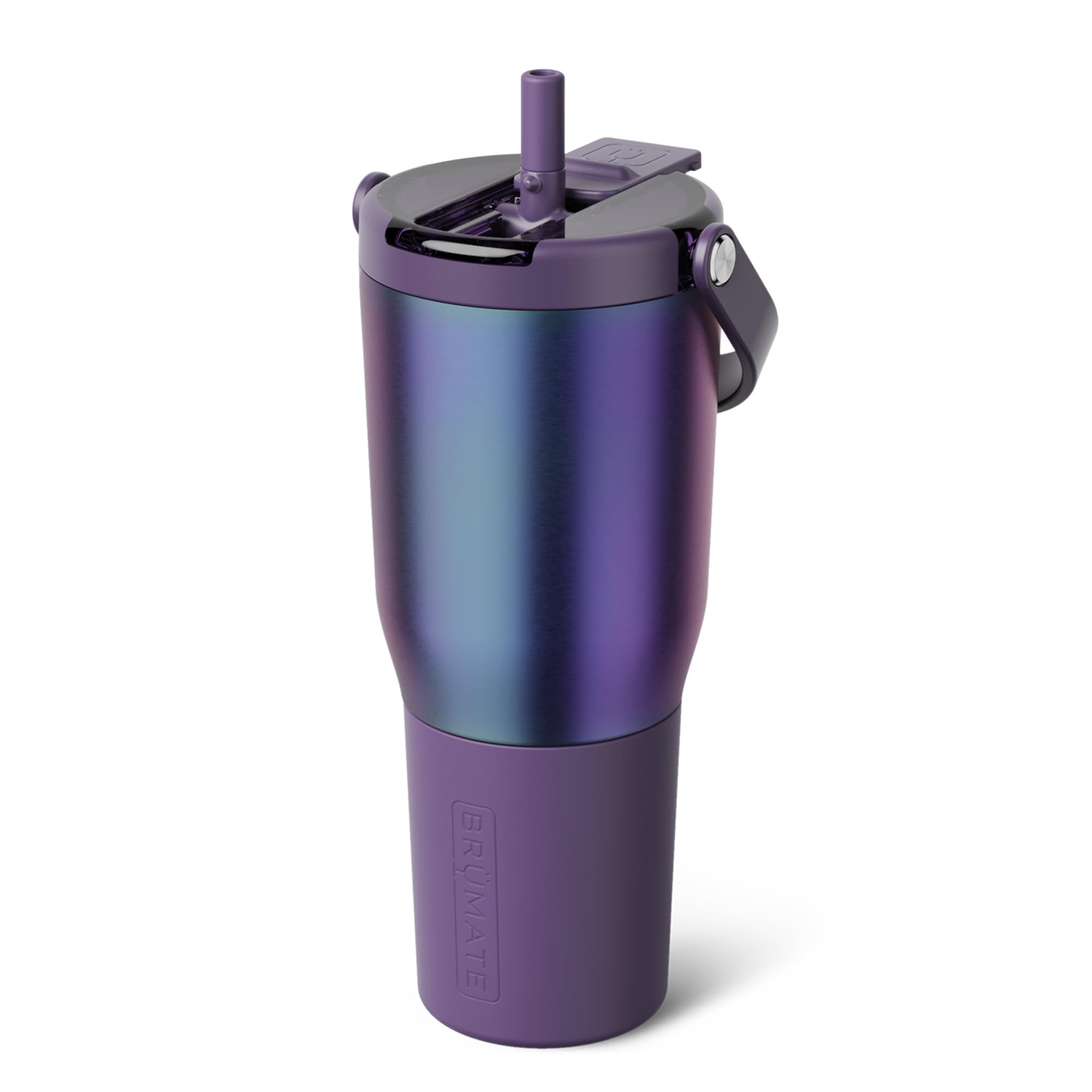 BrüMate Resa Flip 35oz Travel Tumbler with Covered Flip Down Straw | 100% Leakproof Water Bottle | Made of Insulated Stainless Steel | Cup Holder Friendly Silicone Base | 35oz (Dark Aura)