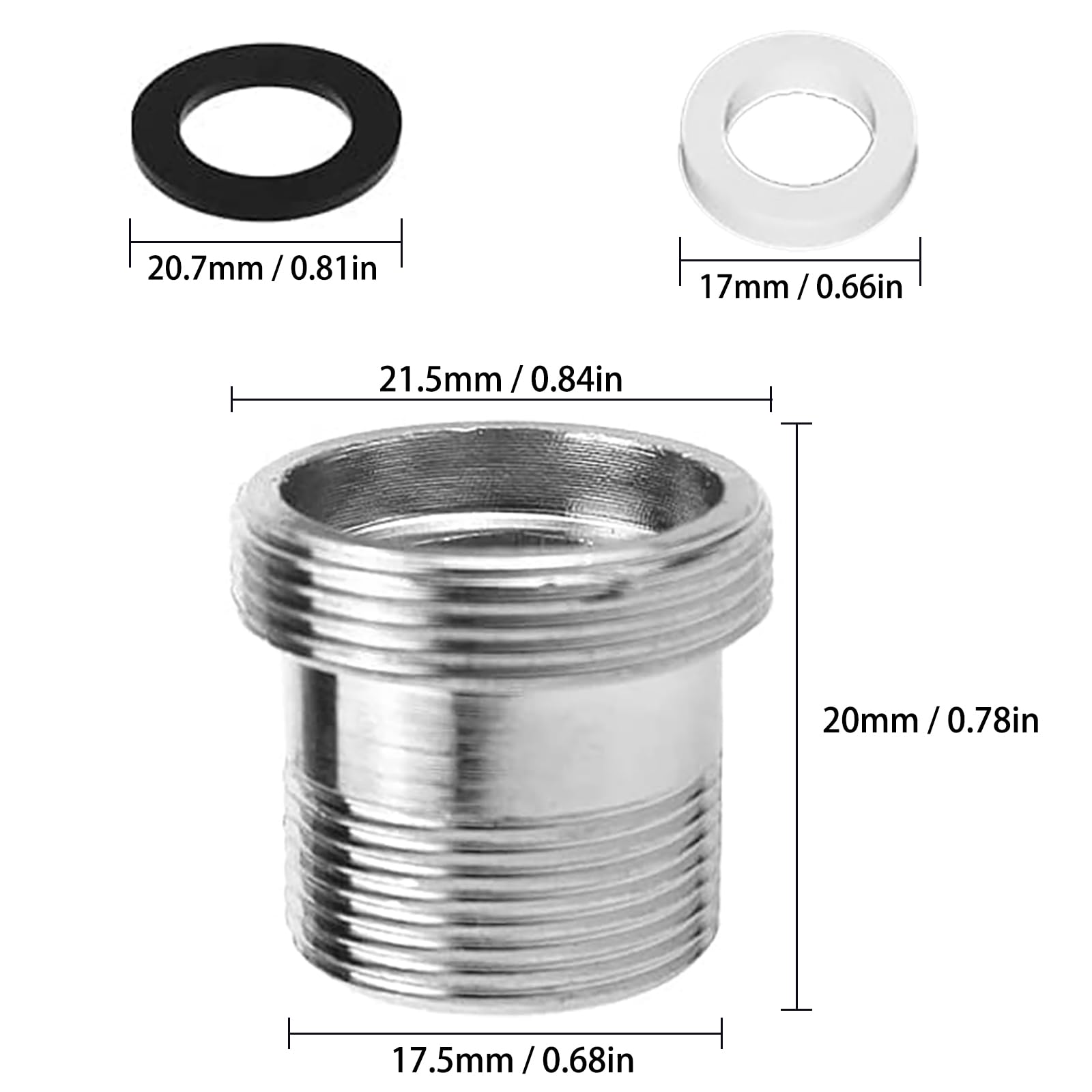 Zestaw 2 adapterów M18 na M22 – adapter gwintowany do gwintu zewnętrznego, idealny do perlatorów i umywalek